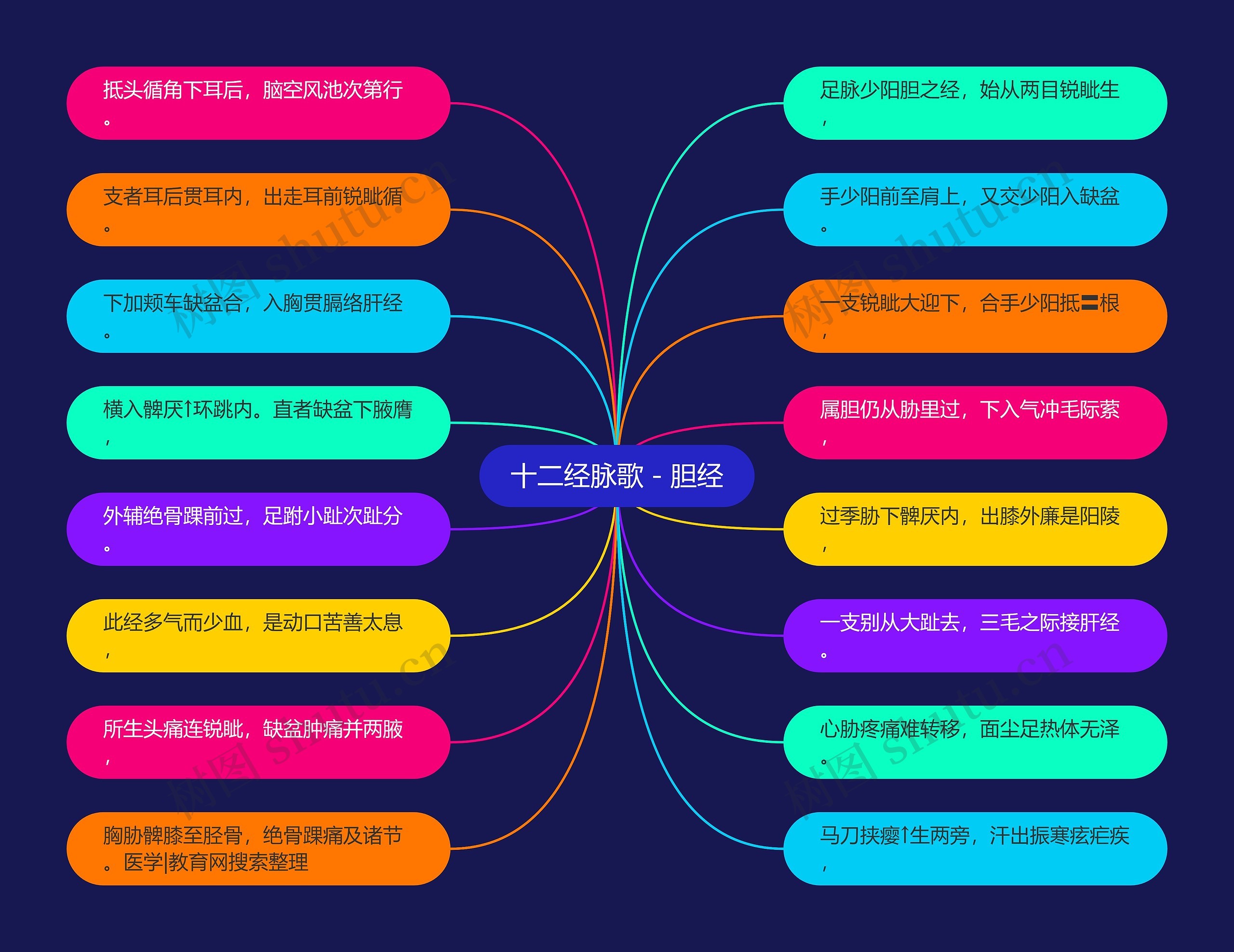 十二经脉歌－胆经思维导图