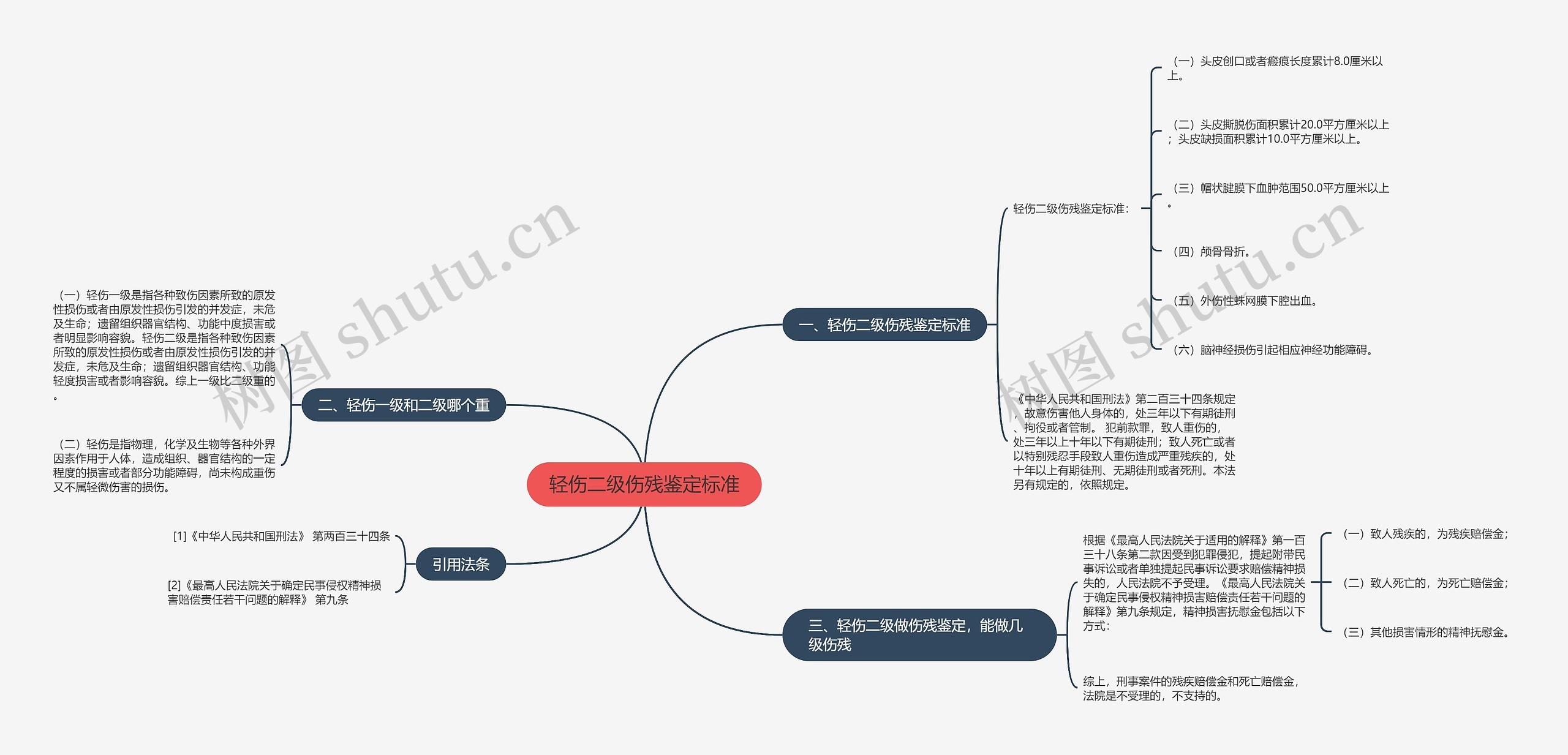 轻伤二级伤残鉴定标准思维导图