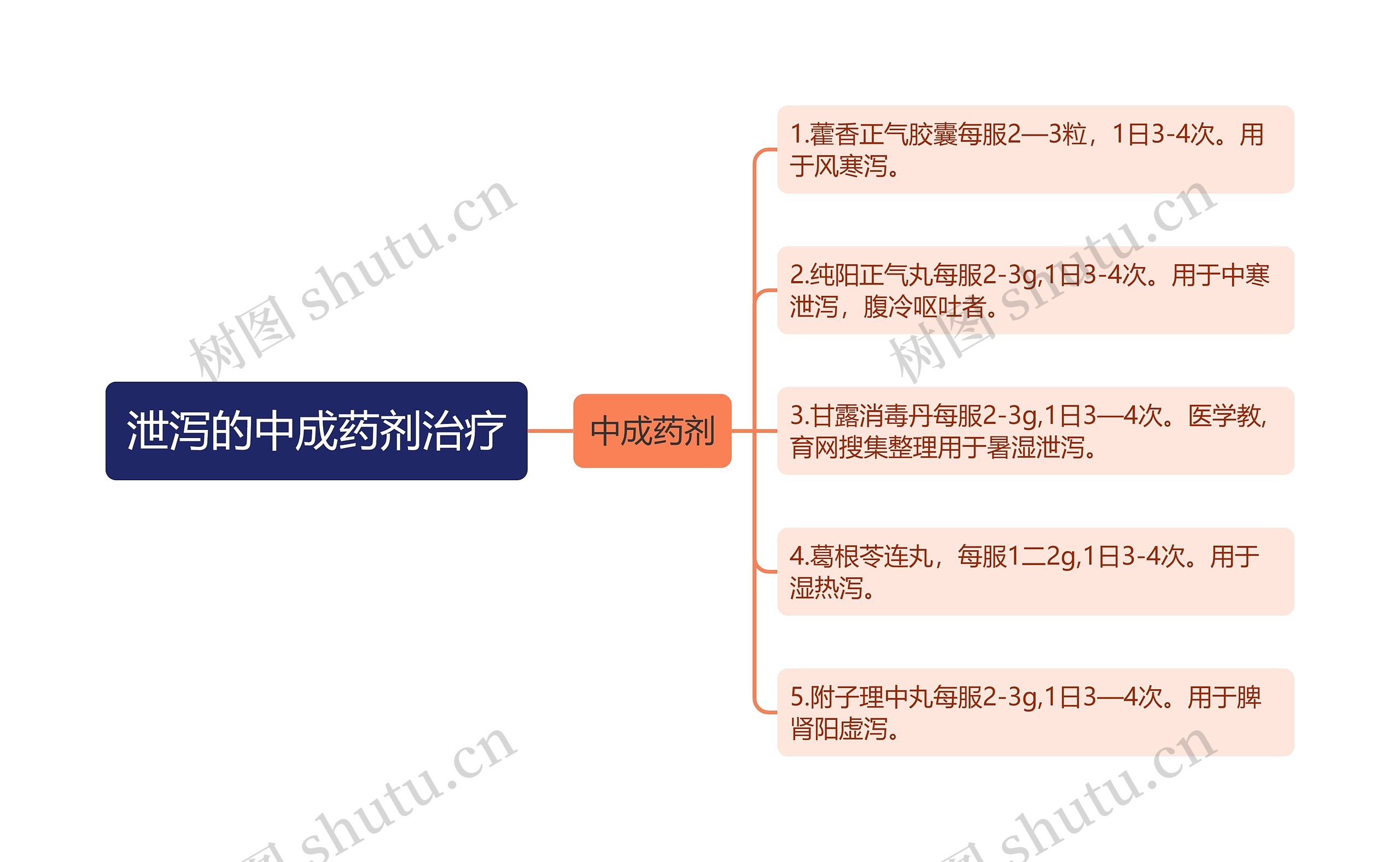 泄泻的中成药剂治疗思维导图