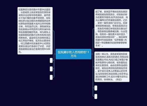 医院漏诊致人伤残赔偿11万元