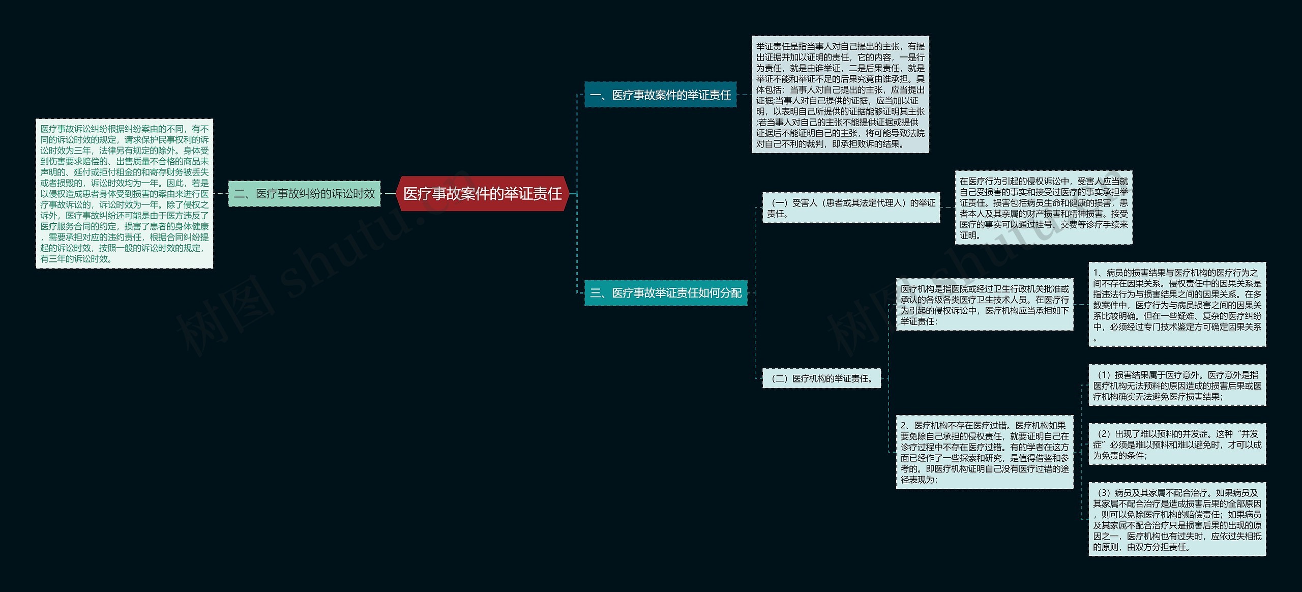 医疗事故案件的举证责任思维导图