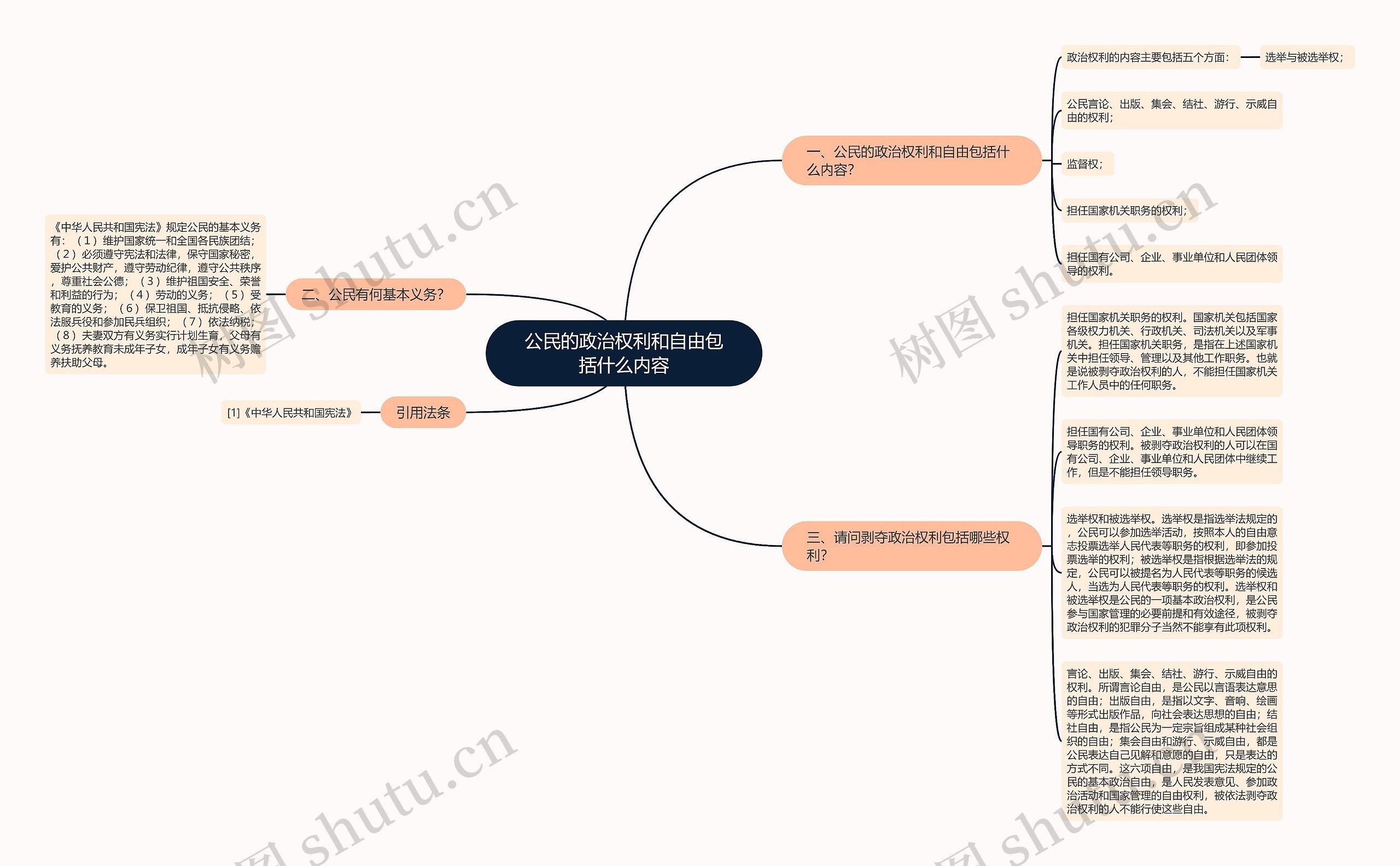 公民的政治权利和自由包括什么内容思维导图