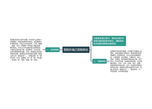 阴阳失调之阴阳转化