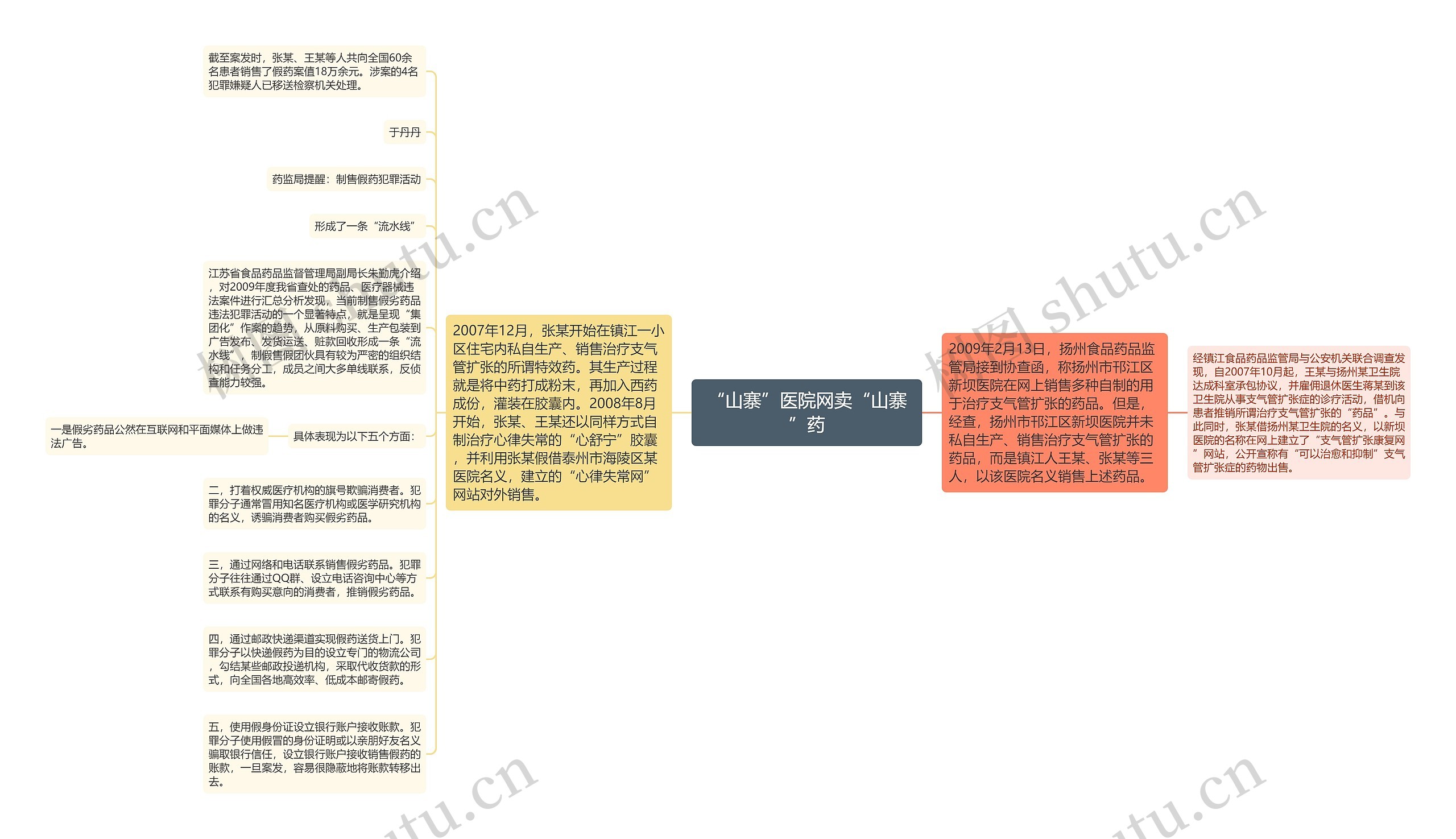 “山寨”医院网卖“山寨”药思维导图