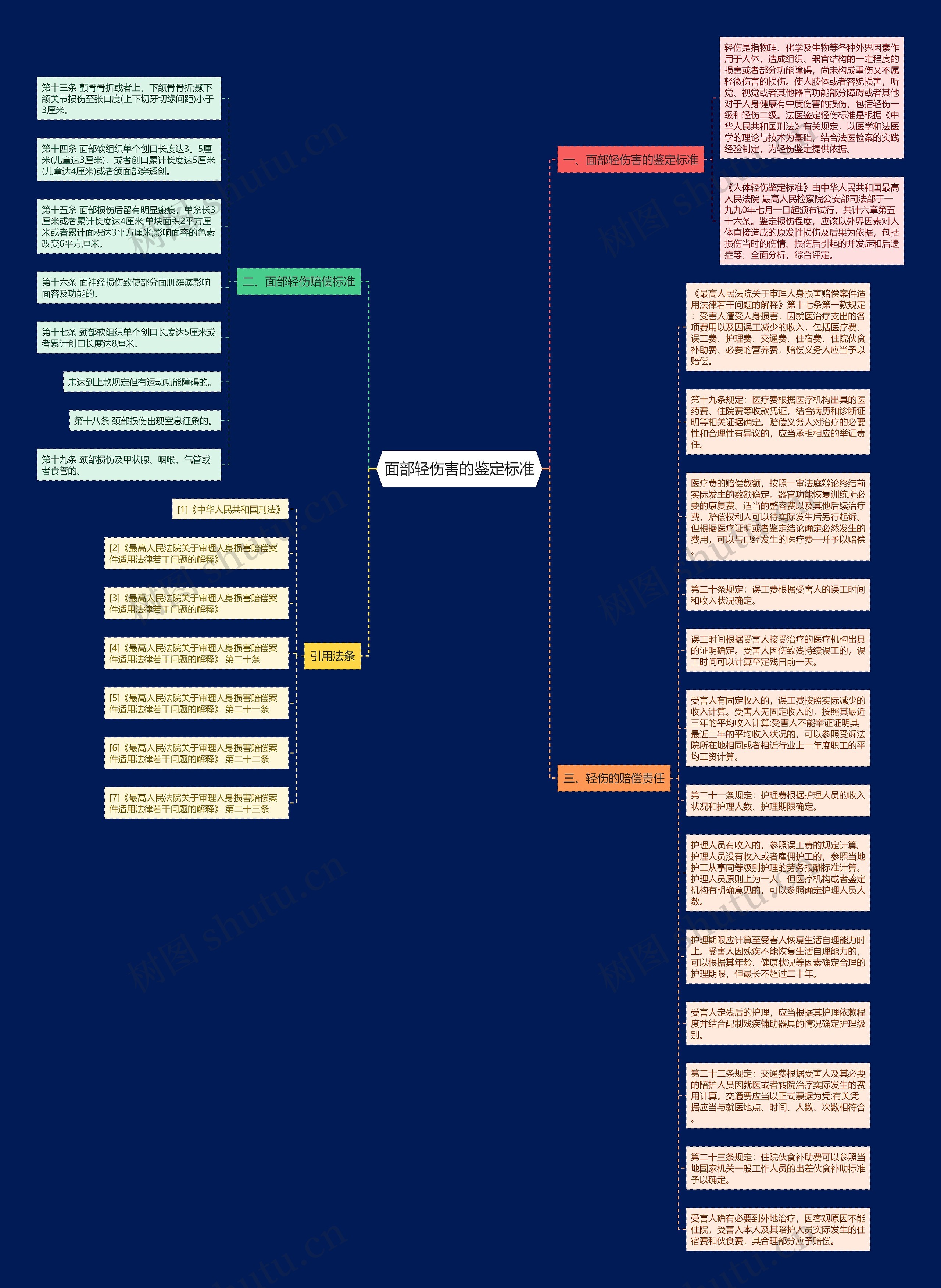 面部轻伤害的鉴定标准思维导图