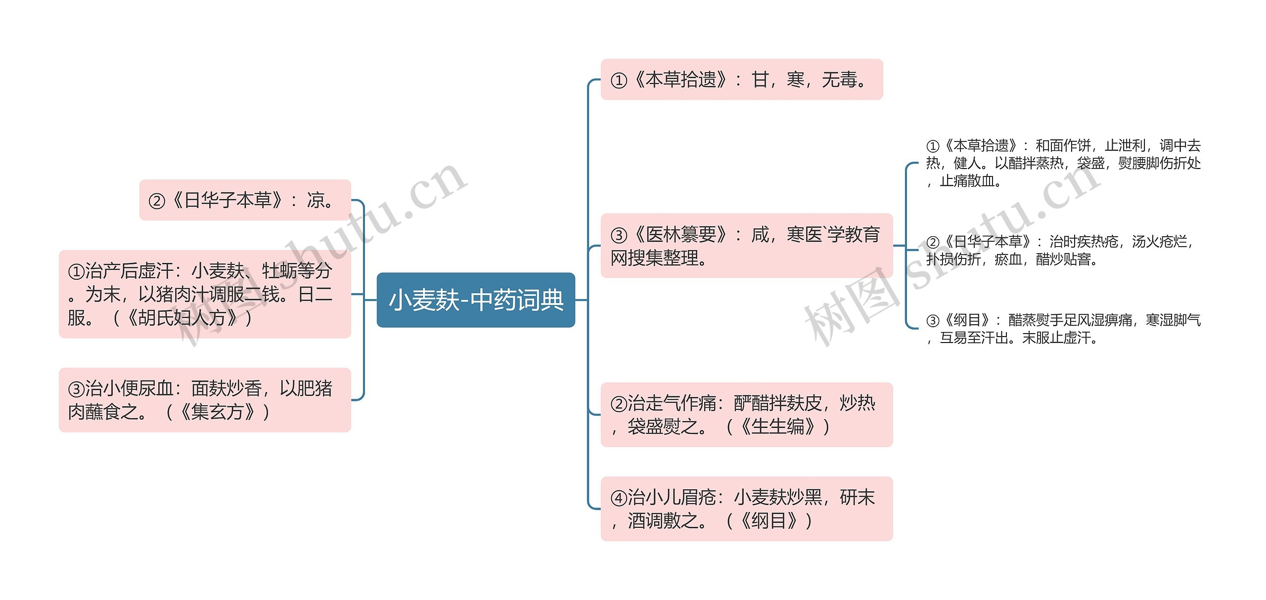 小麦麸-中药词典思维导图