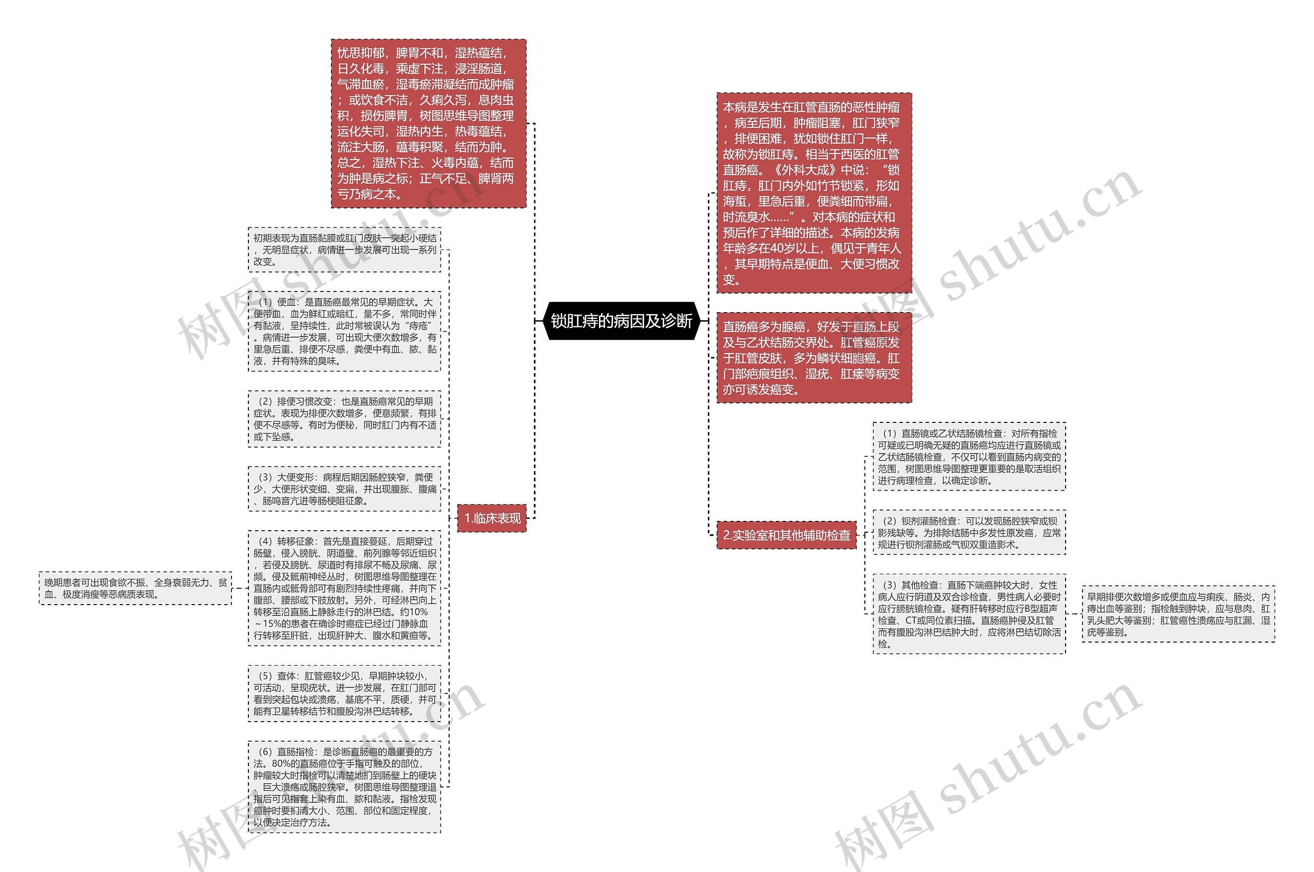 锁肛痔的病因及诊断思维导图