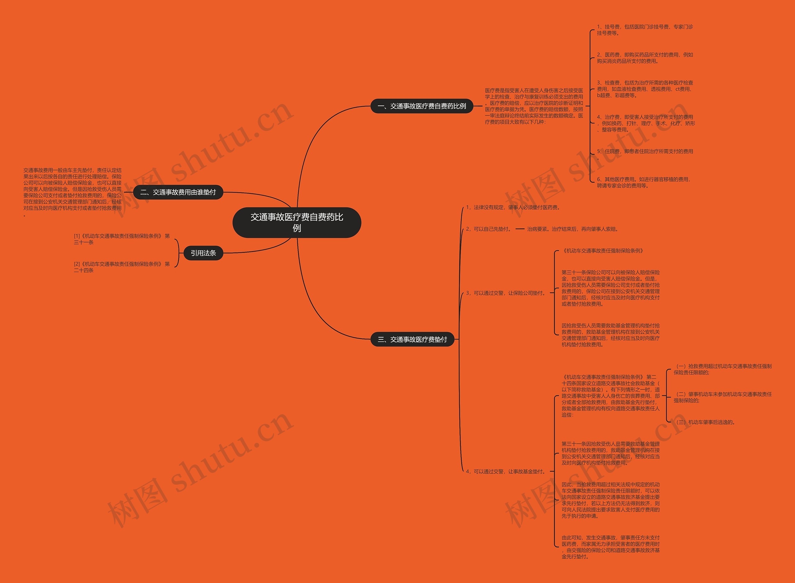 交通事故医疗费自费药比例思维导图
