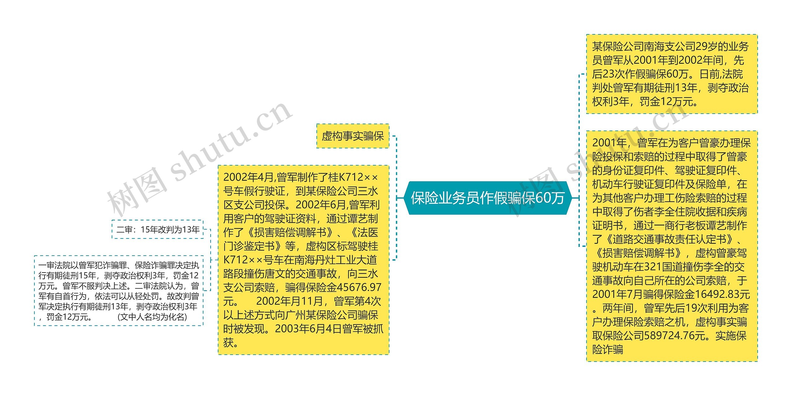 保险业务员作假骗保60万思维导图