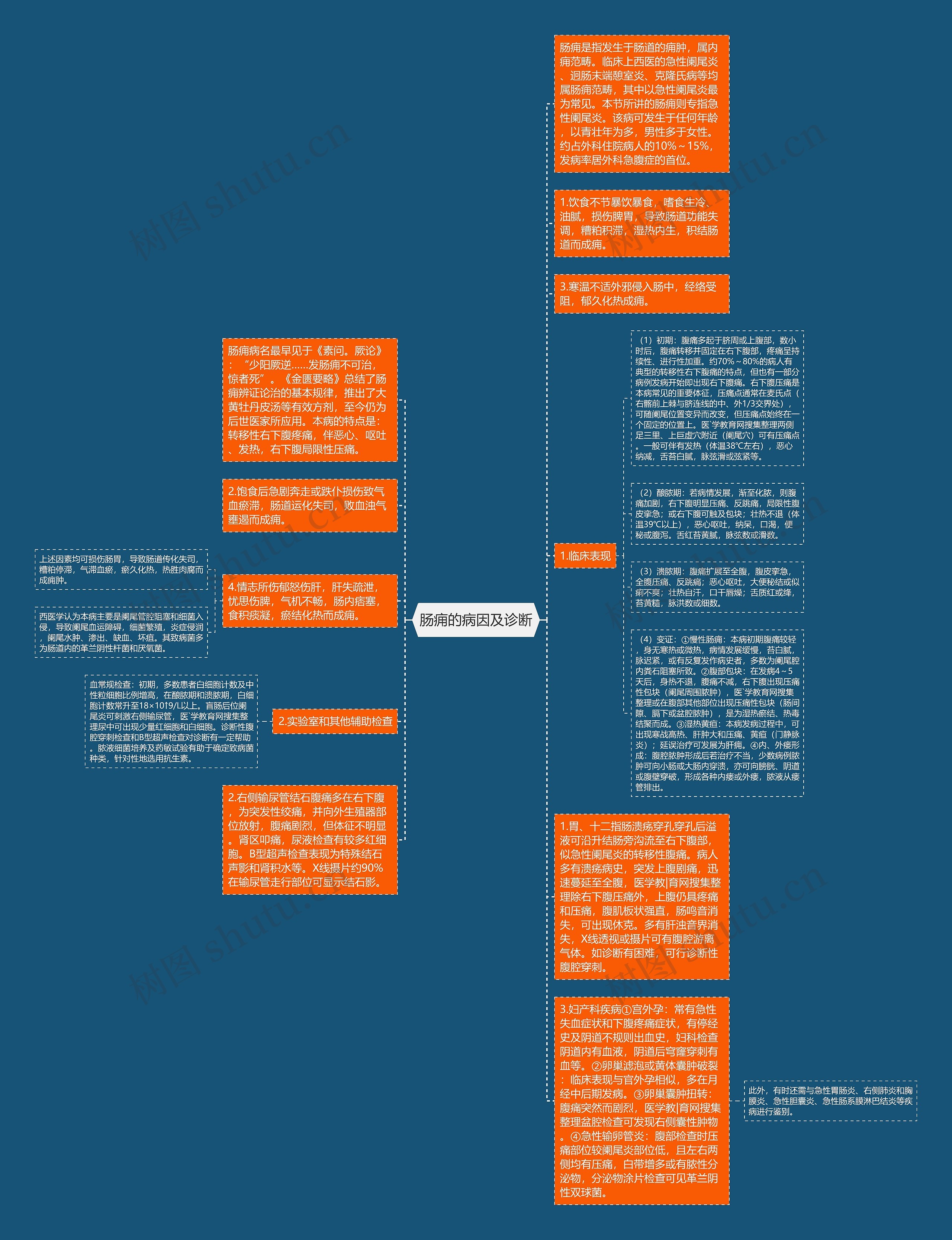肠痈的病因及诊断思维导图