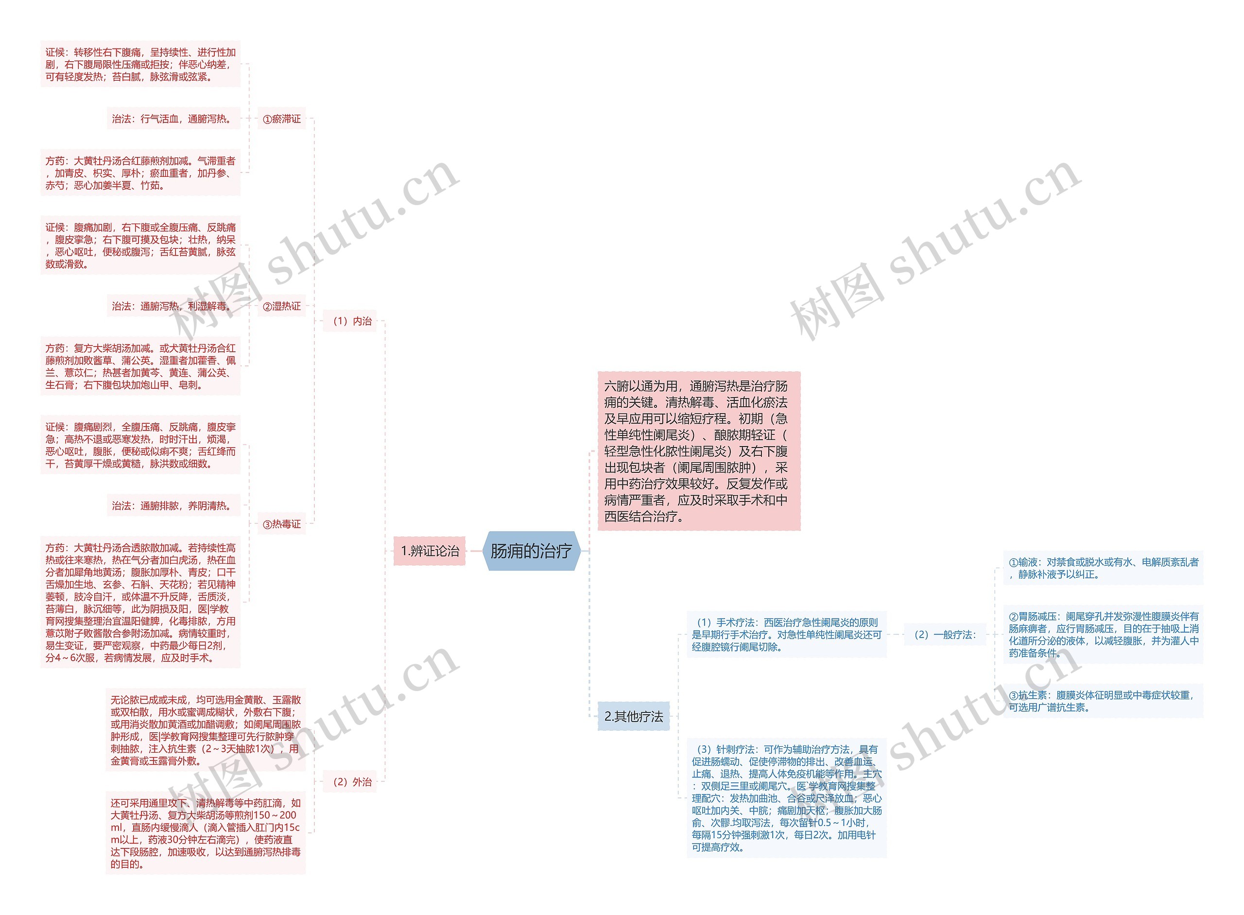 肠痈的治疗思维导图
