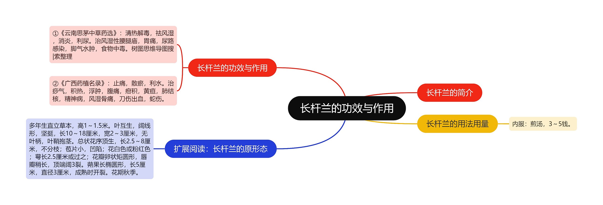 长杆兰的功效与作用思维导图