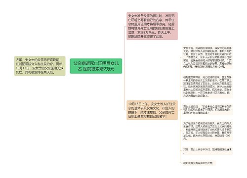 父亲病逝死亡证明写女儿名 医院被索赔2万元