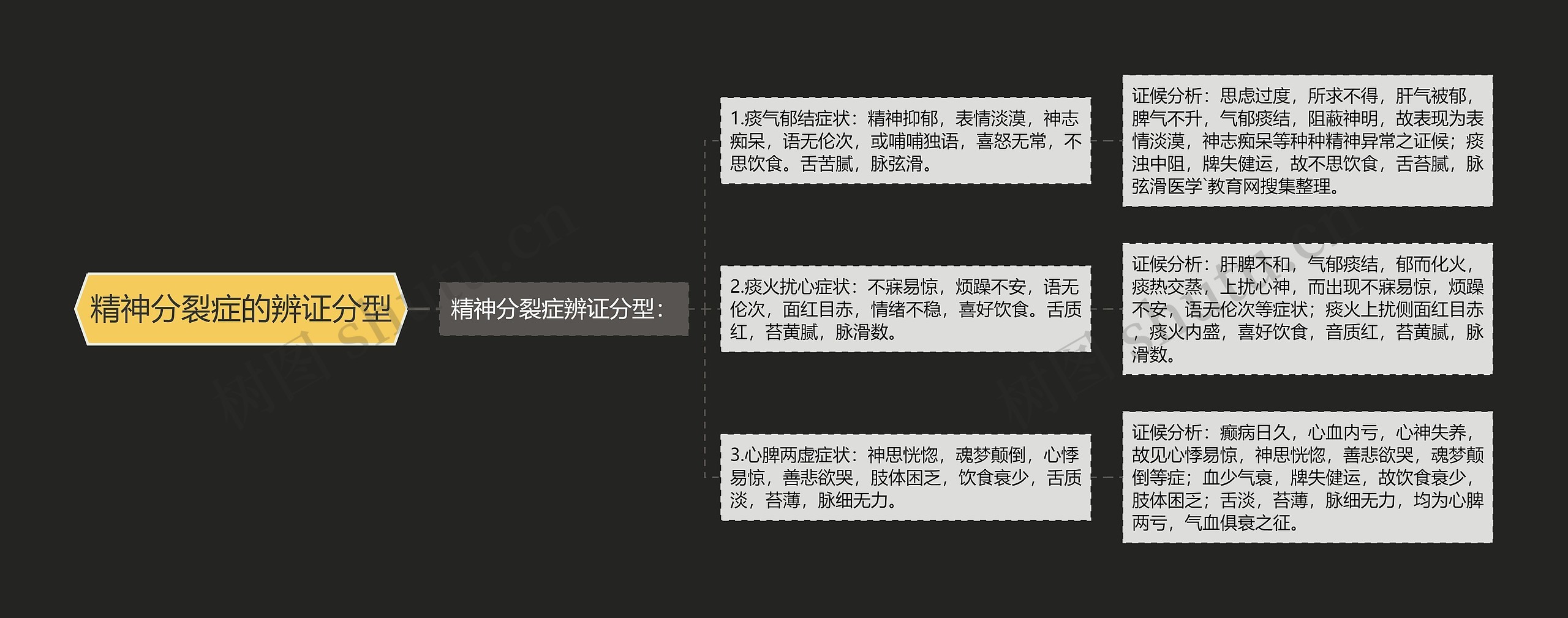 精神分裂症的辨证分型思维导图