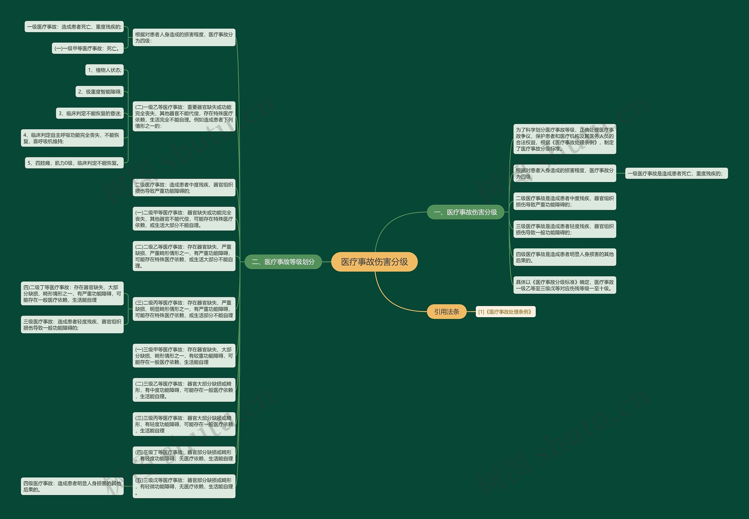 医疗事故伤害分级思维导图