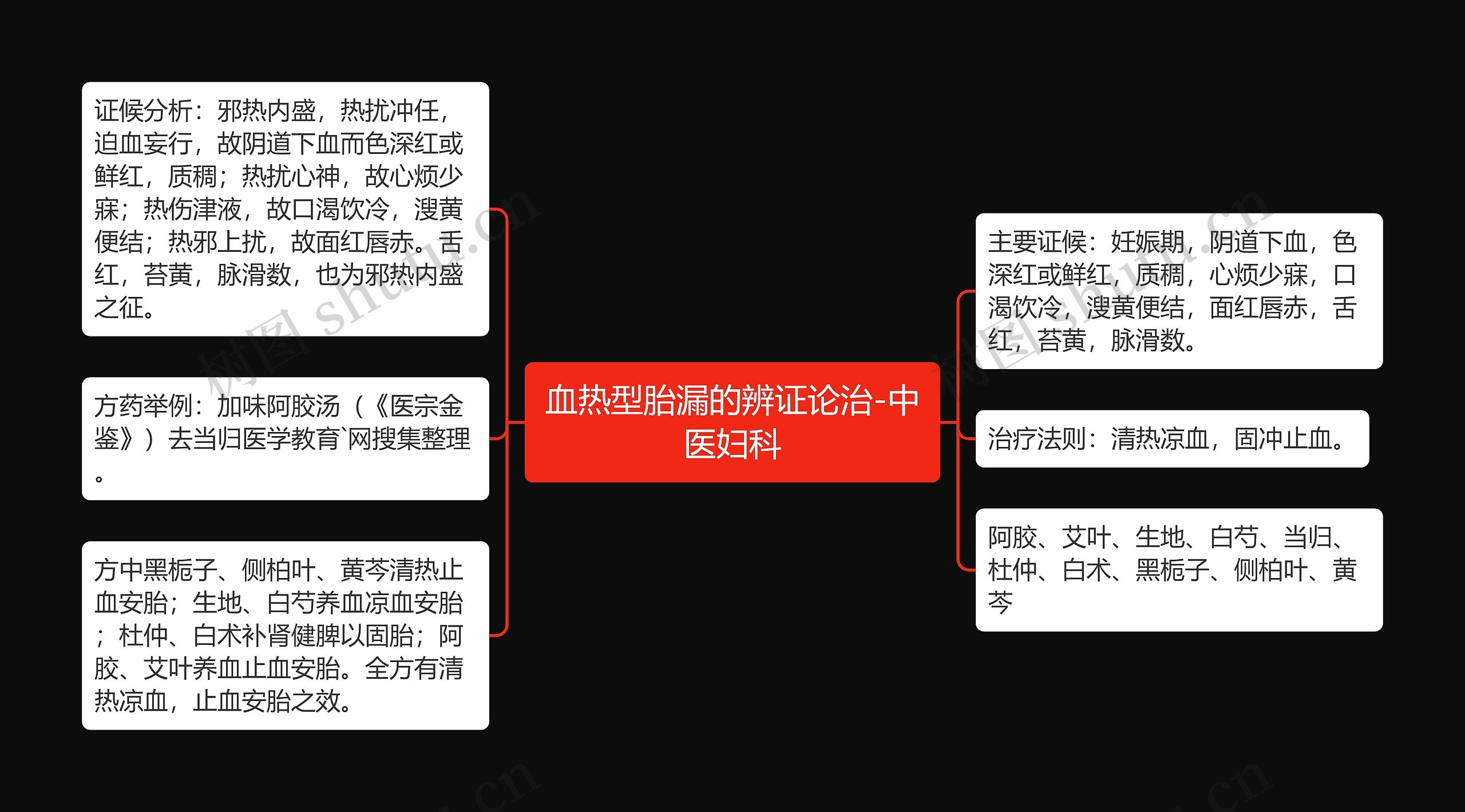 血热型胎漏的辨证论治-中医妇科思维导图