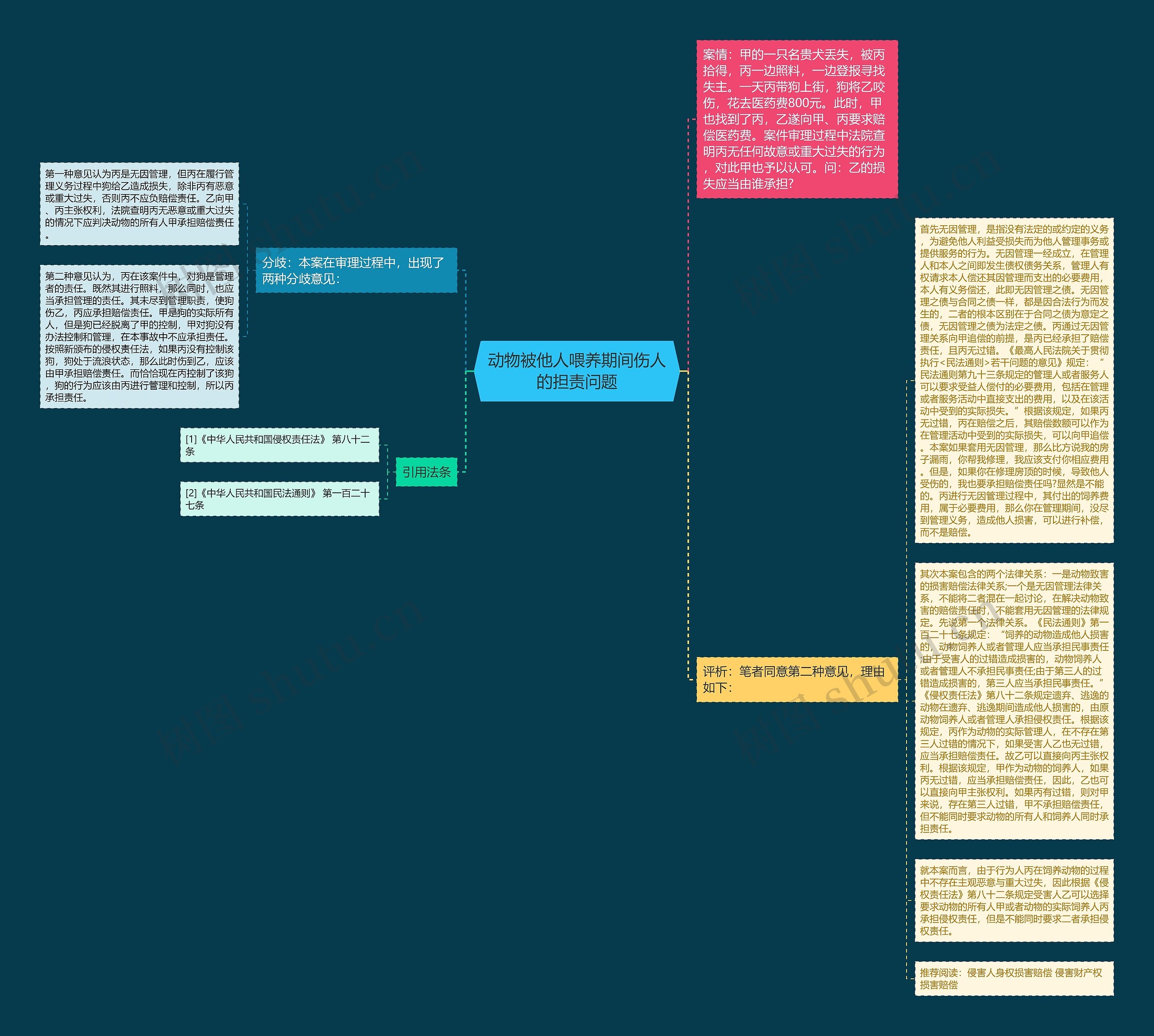 动物被他人喂养期间伤人的担责问题思维导图