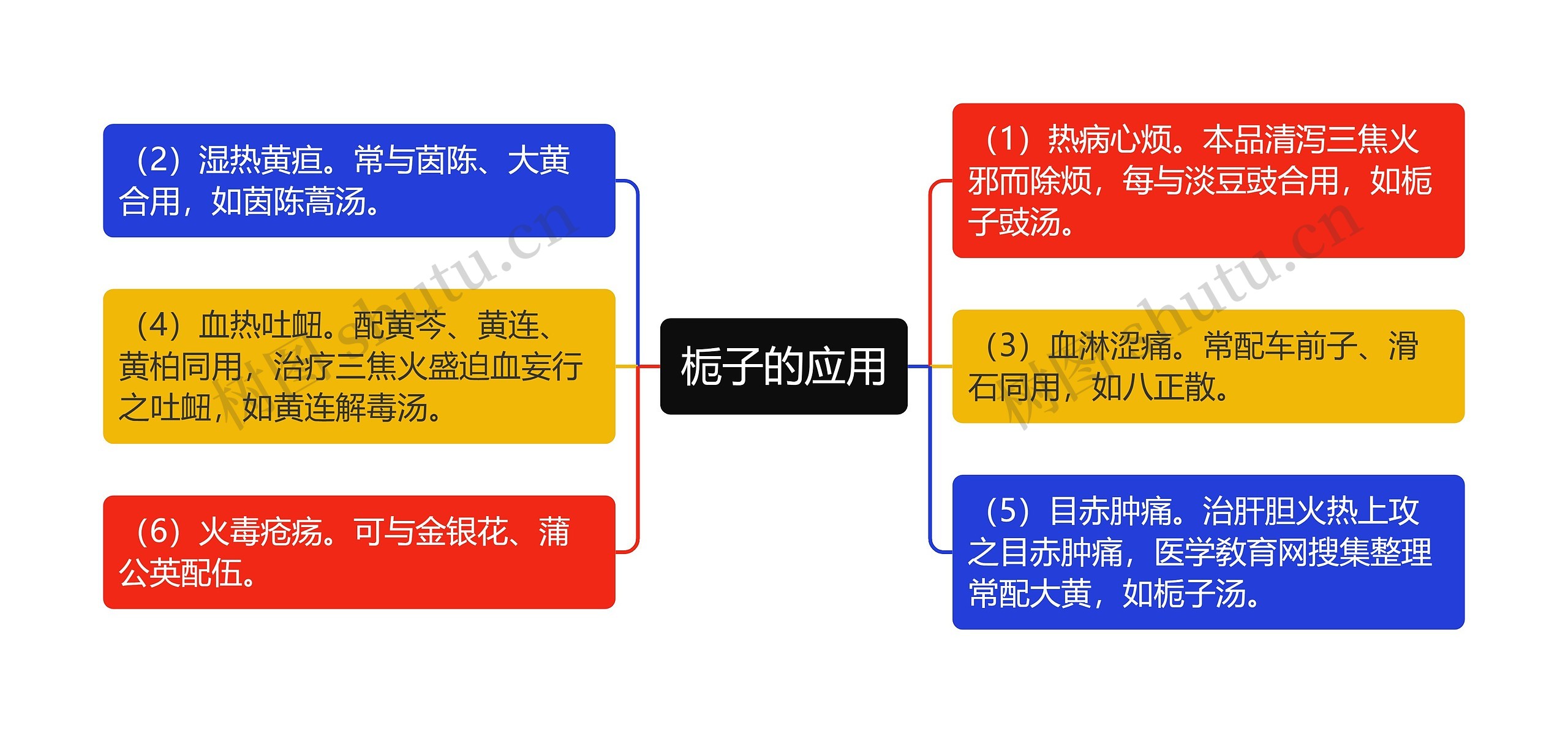 栀子的应用思维导图