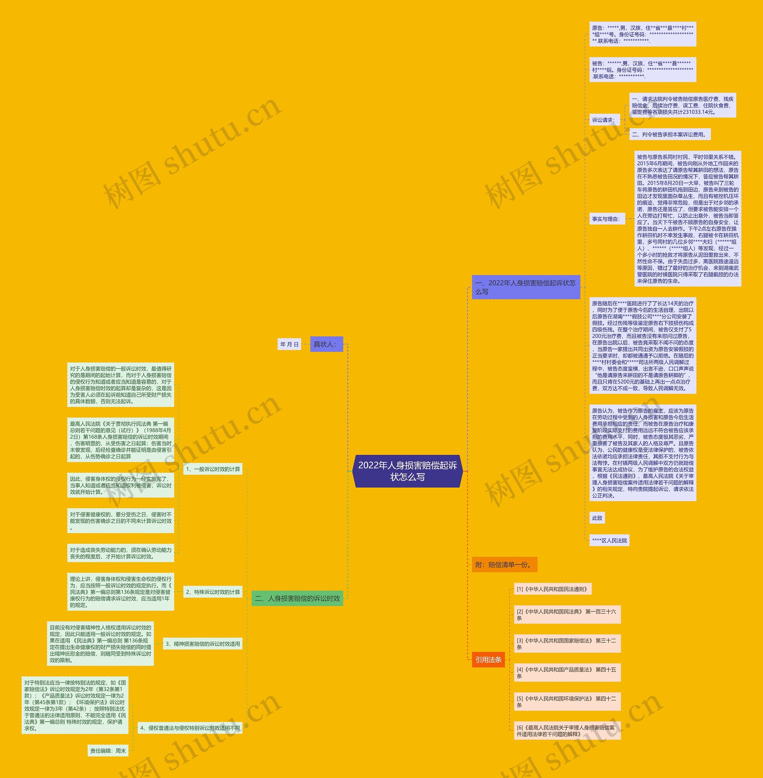 2022年人身损害赔偿起诉状怎么写思维导图