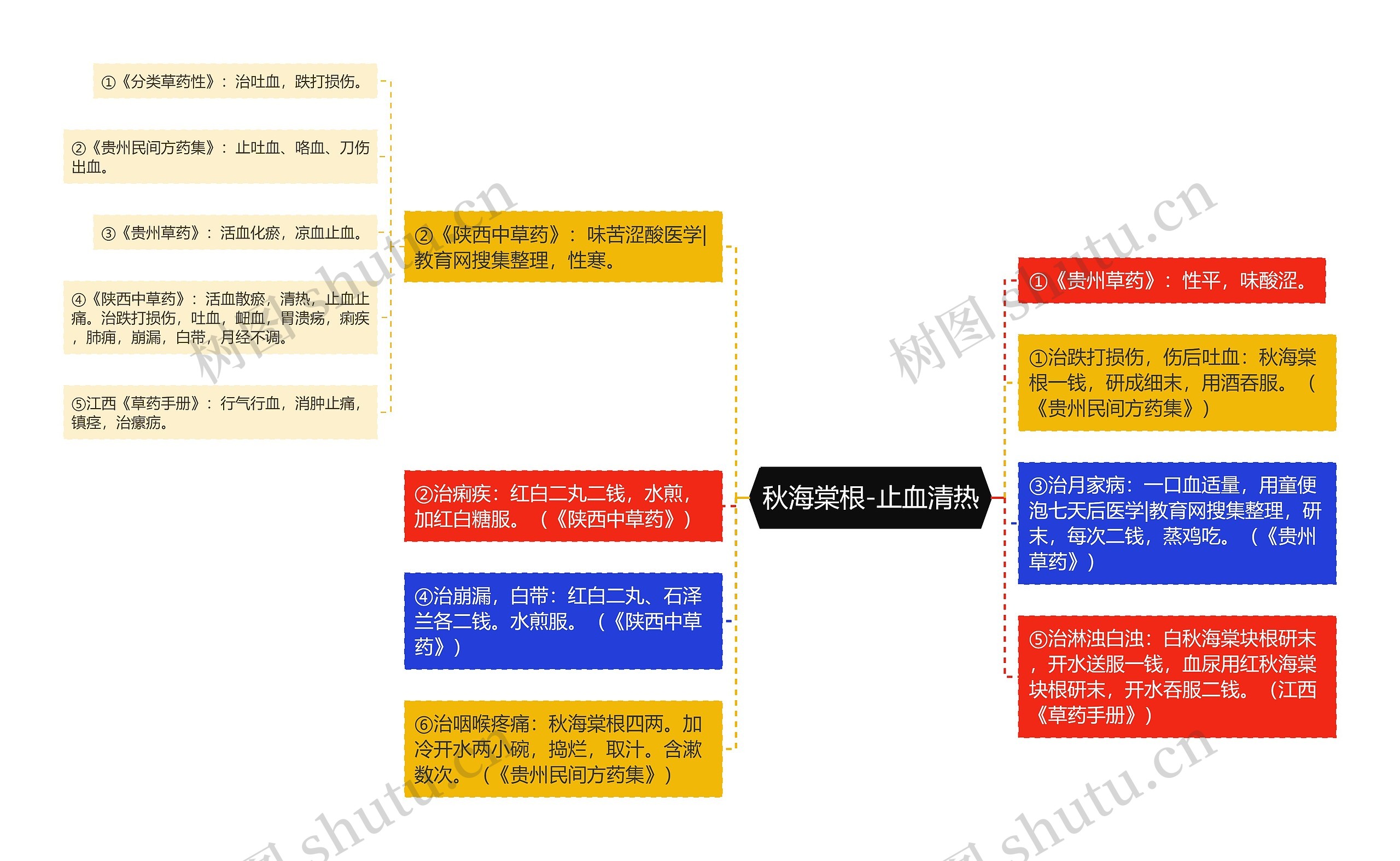 秋海棠根-止血清热思维导图