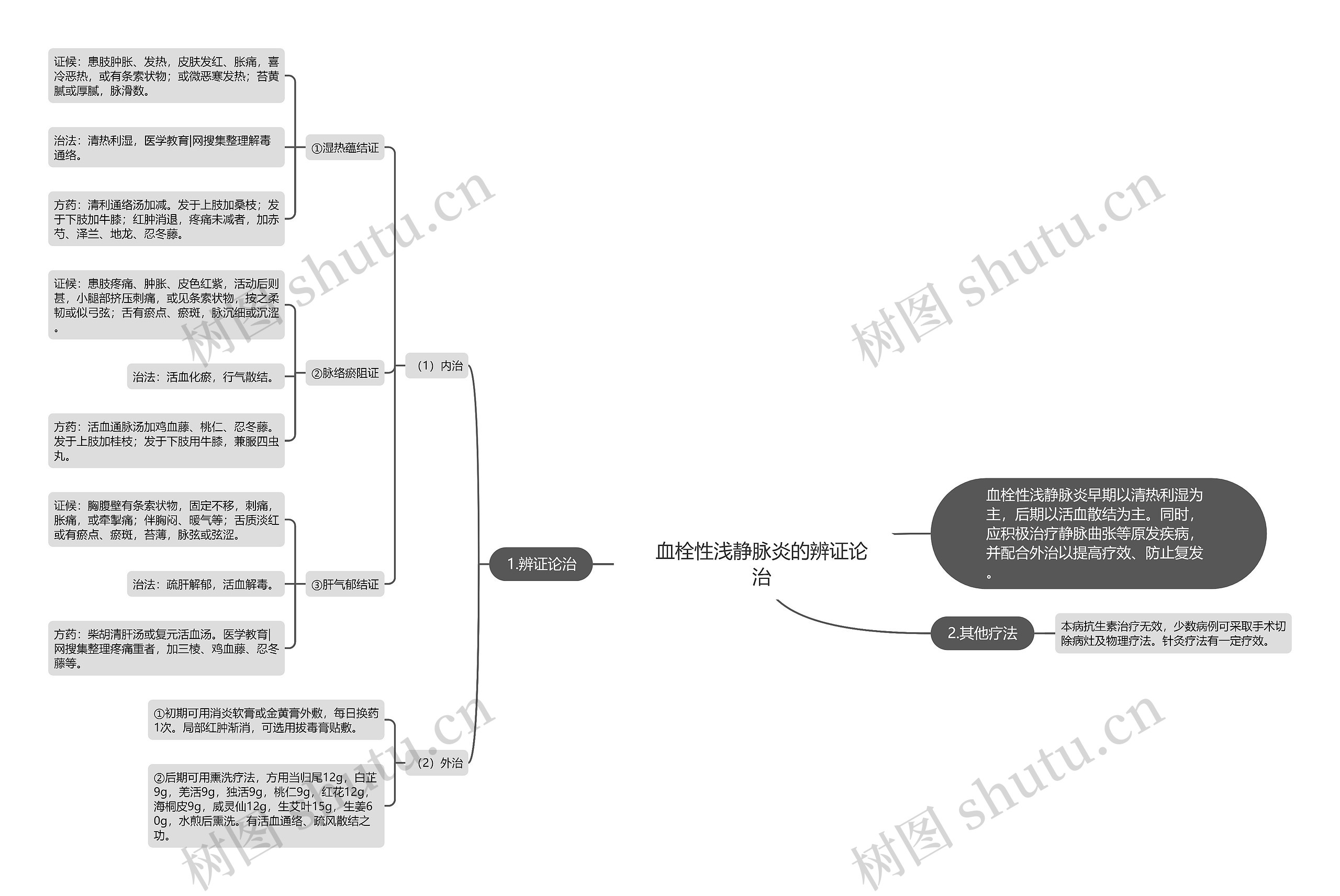 血栓性浅静脉炎的辨证论治思维导图