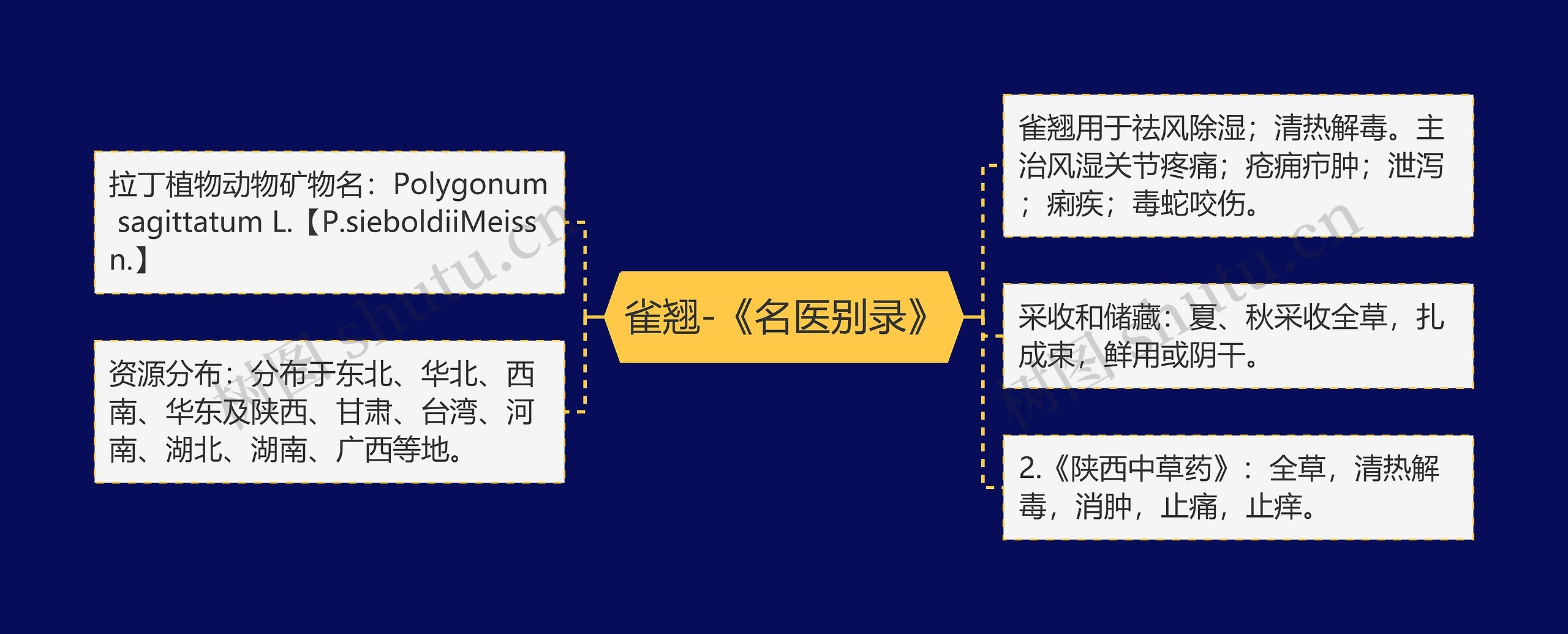 雀翘-《名医别录》思维导图