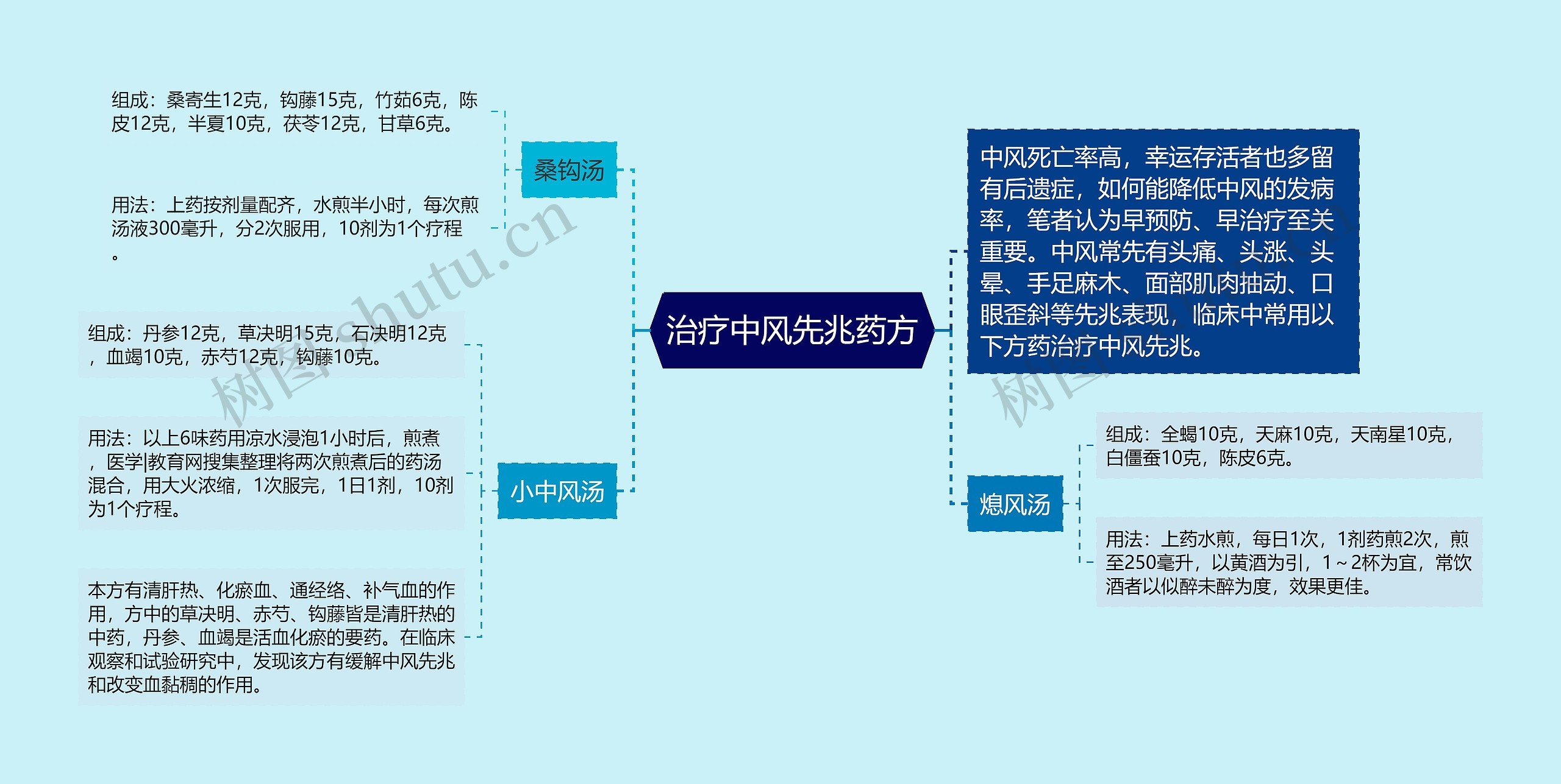 治疗中风先兆药方思维导图