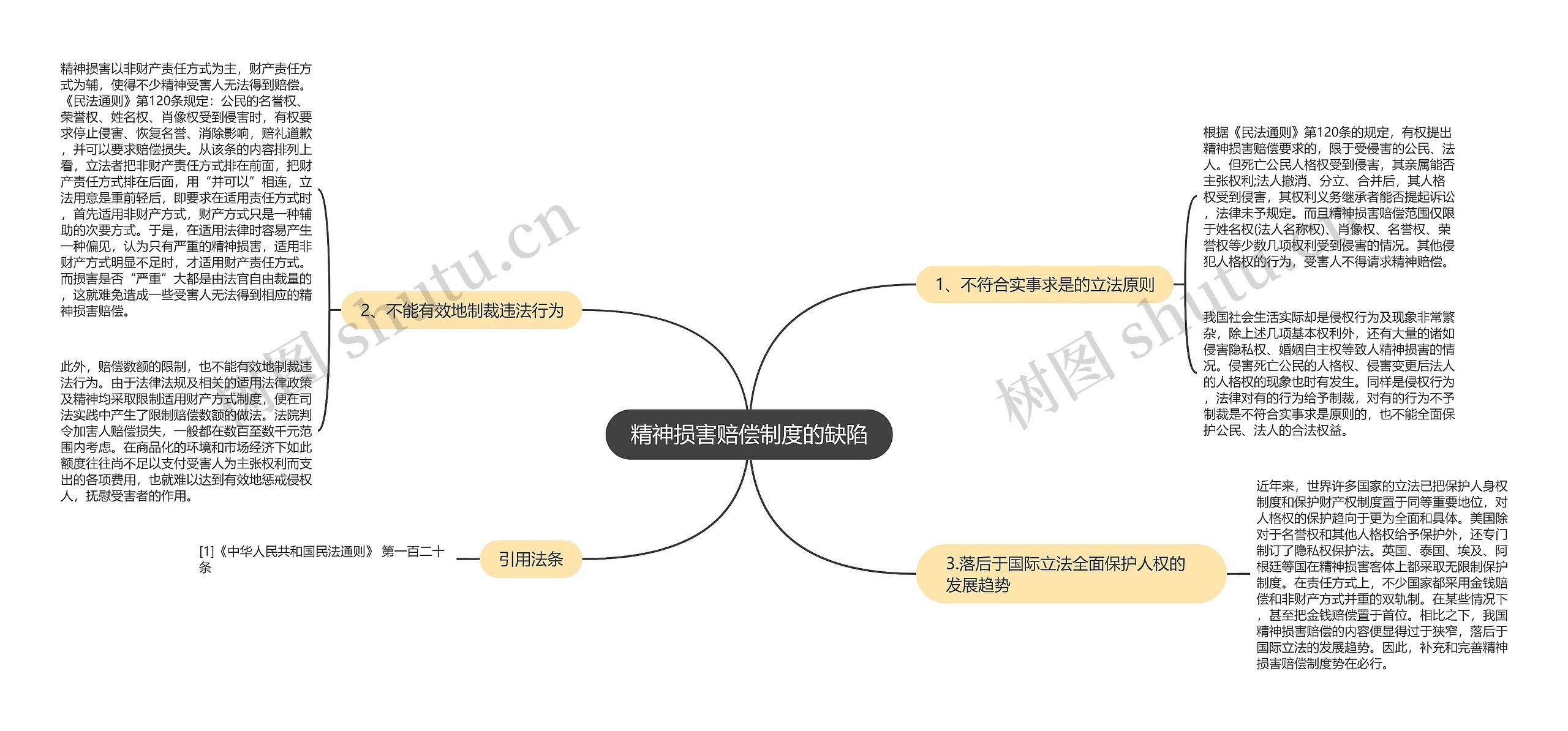 精神损害赔偿制度的缺陷思维导图