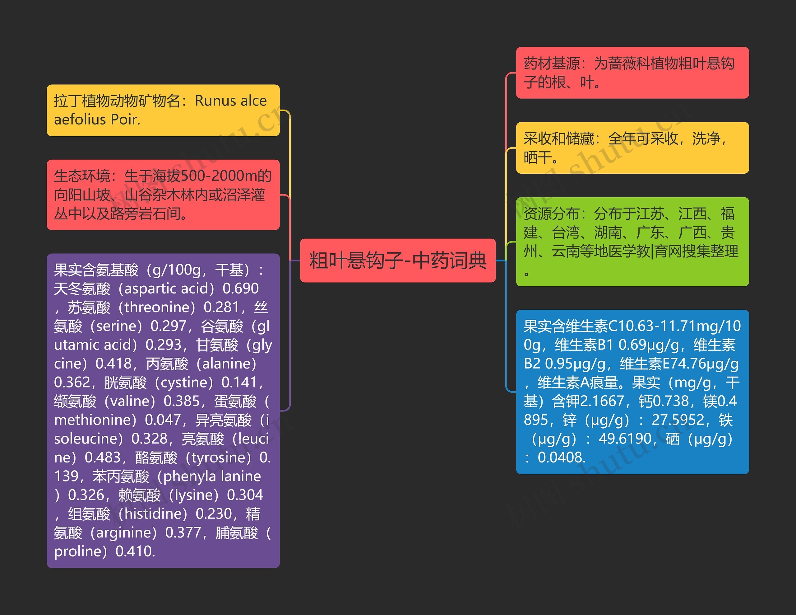 粗叶悬钩子-中药词典思维导图