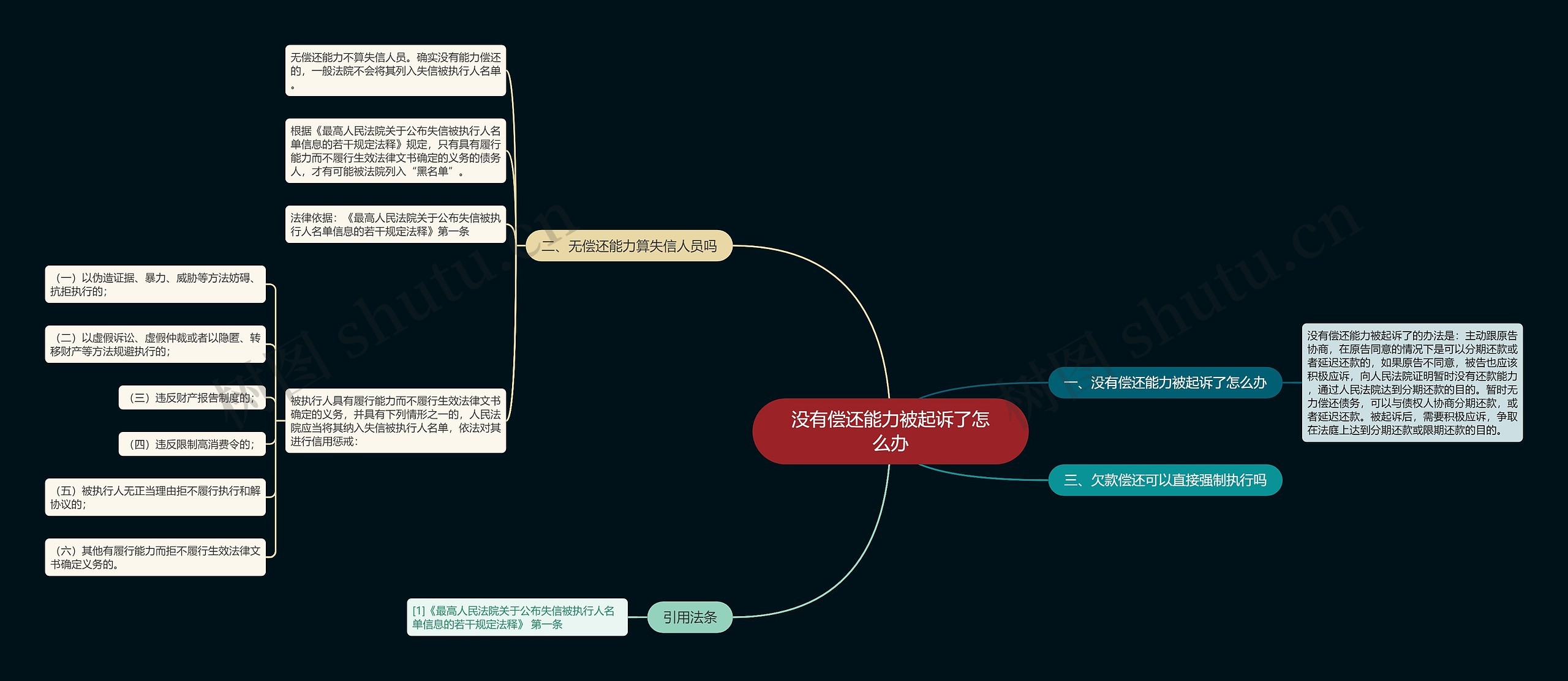 没有偿还能力被起诉了怎么办思维导图