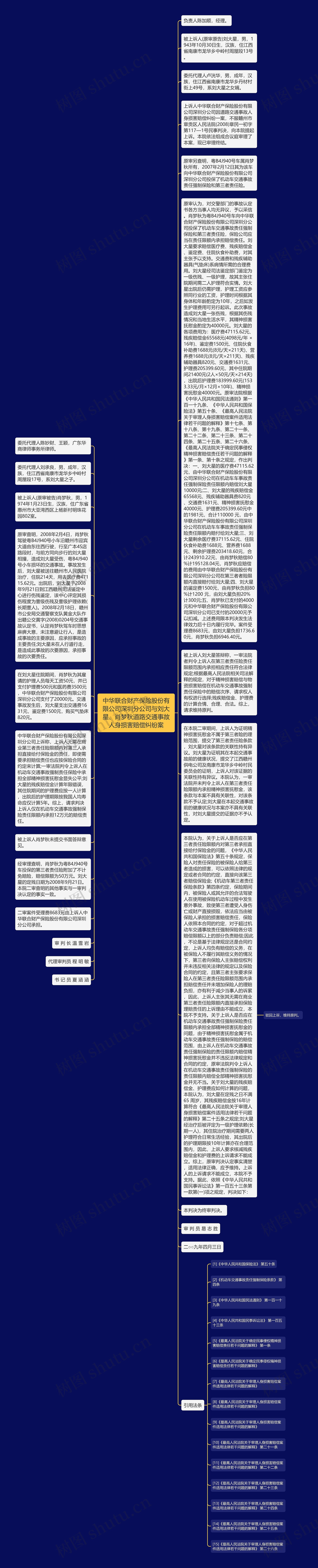 中华联合财产保险股份有限公司深圳分公司与刘大星、肖梦秋道路交通事故人身损害赔偿纠纷案思维导图