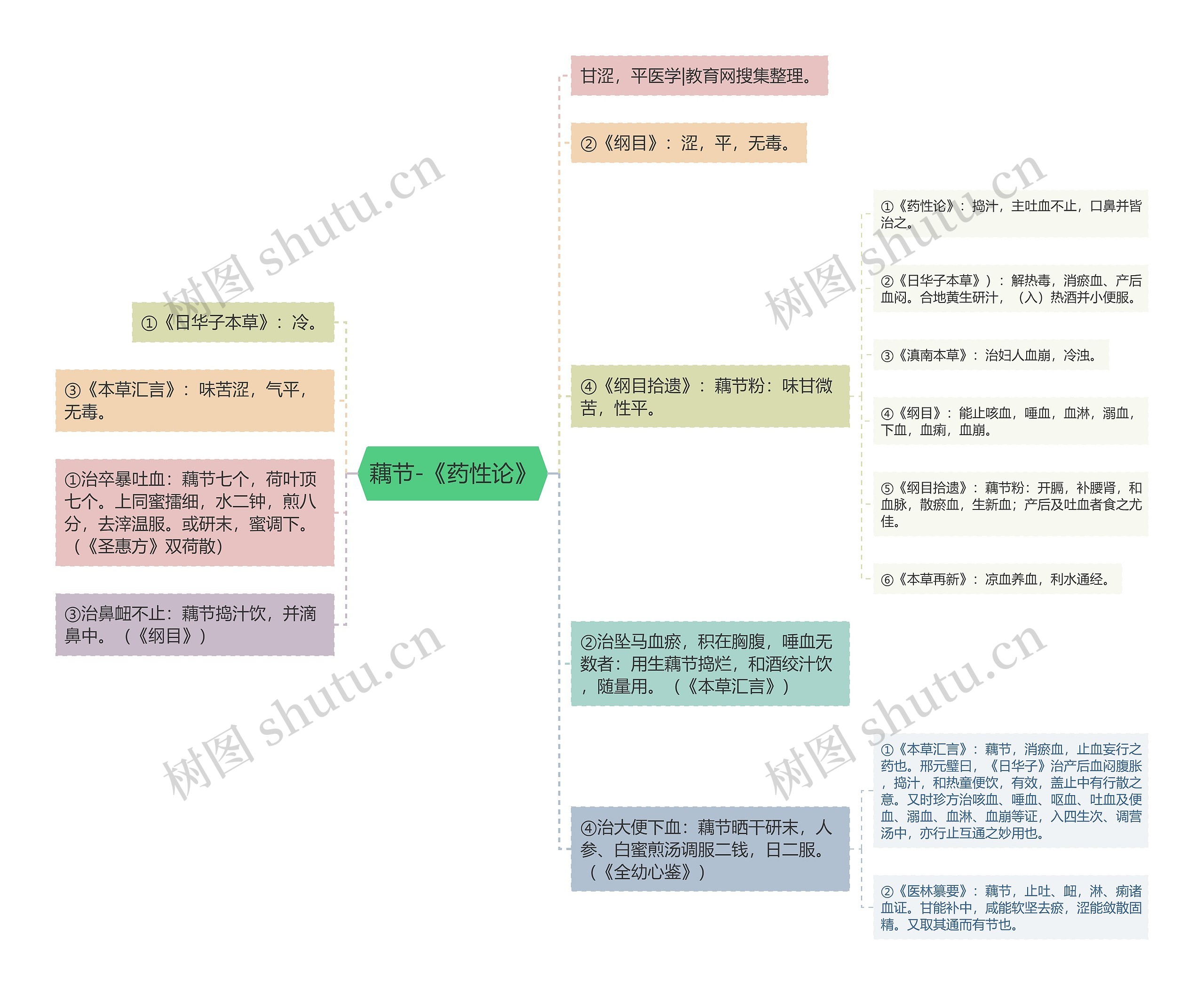 藕节-《药性论》思维导图
