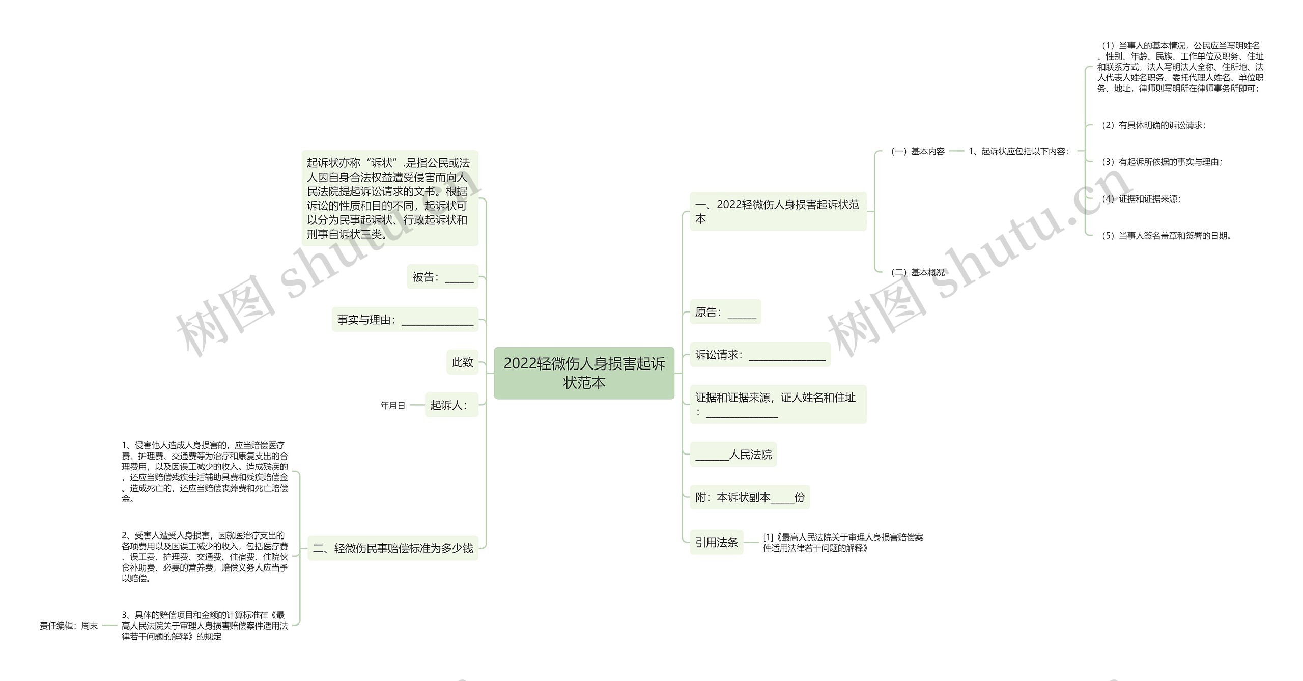 2022轻微伤人身损害起诉状范本思维导图