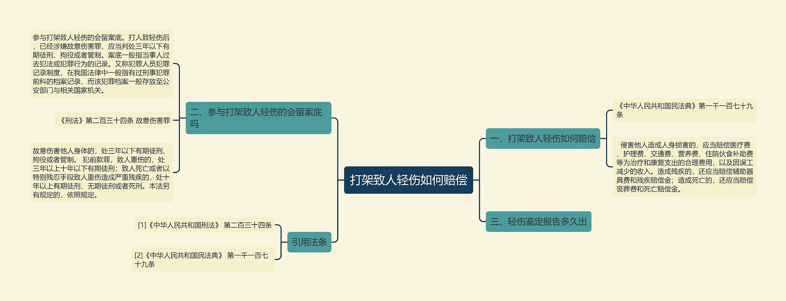 打架致人轻伤如何赔偿思维导图