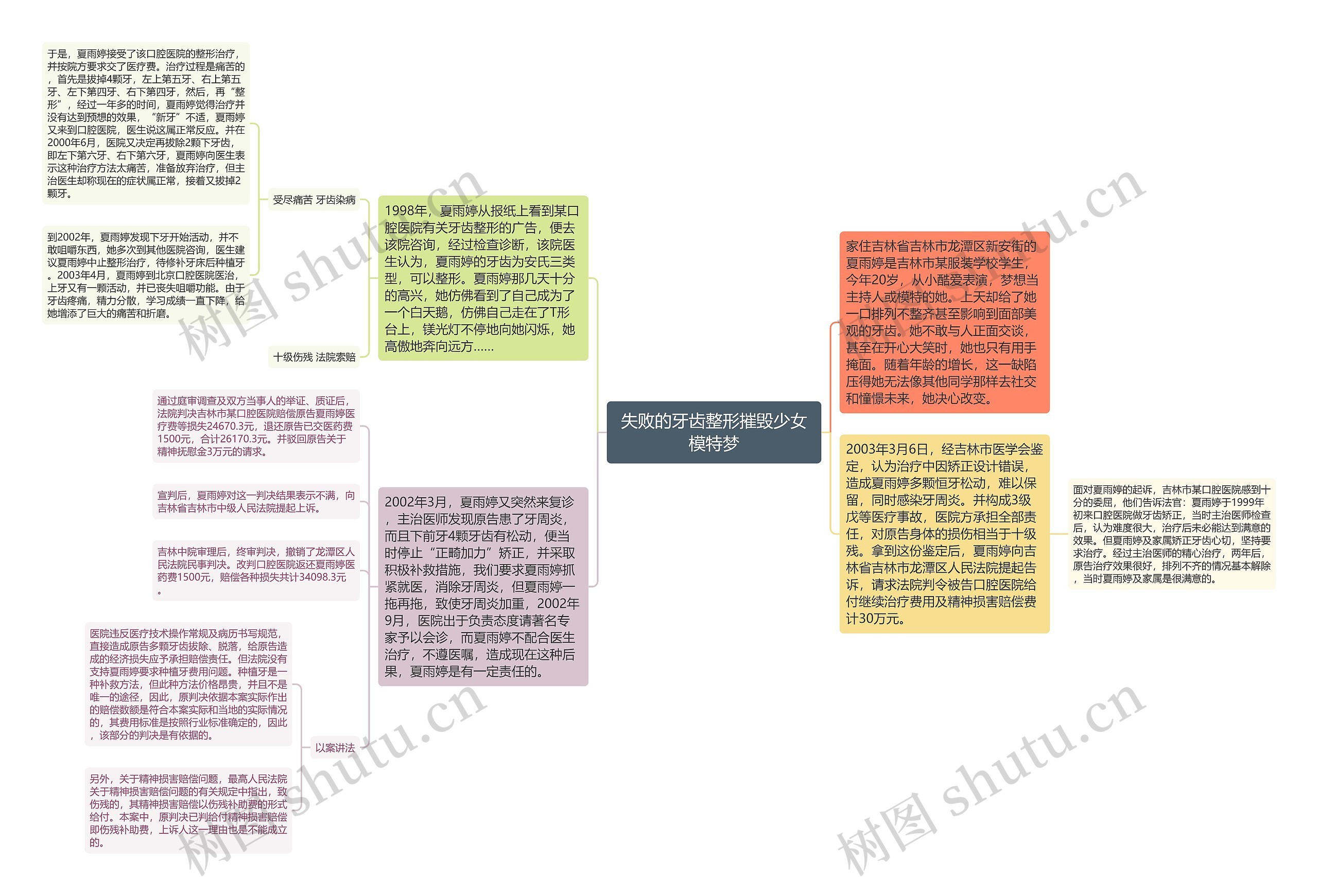 失败的牙齿整形摧毁少女模特梦思维导图