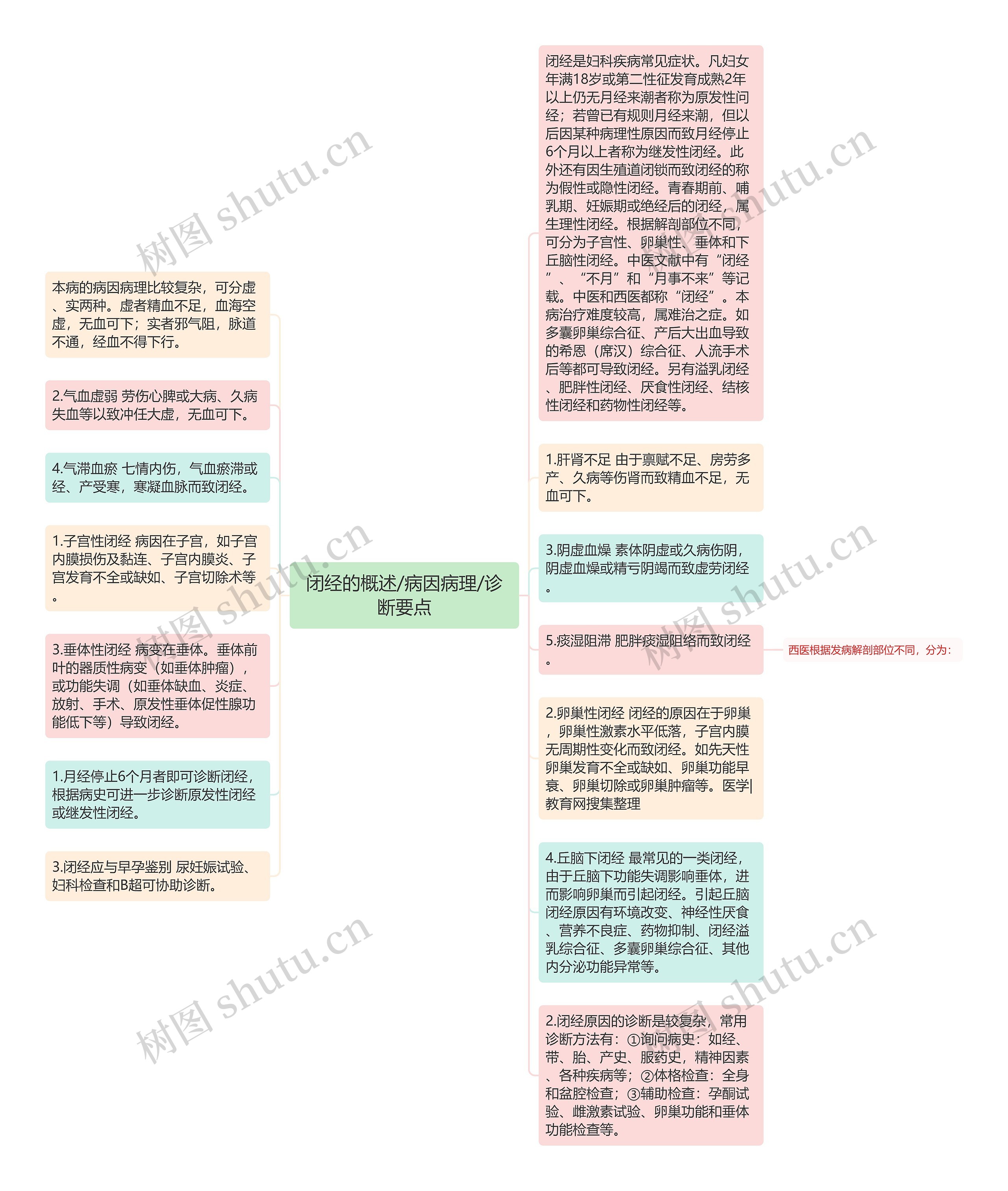 闭经的概述/病因病理/诊断要点思维导图