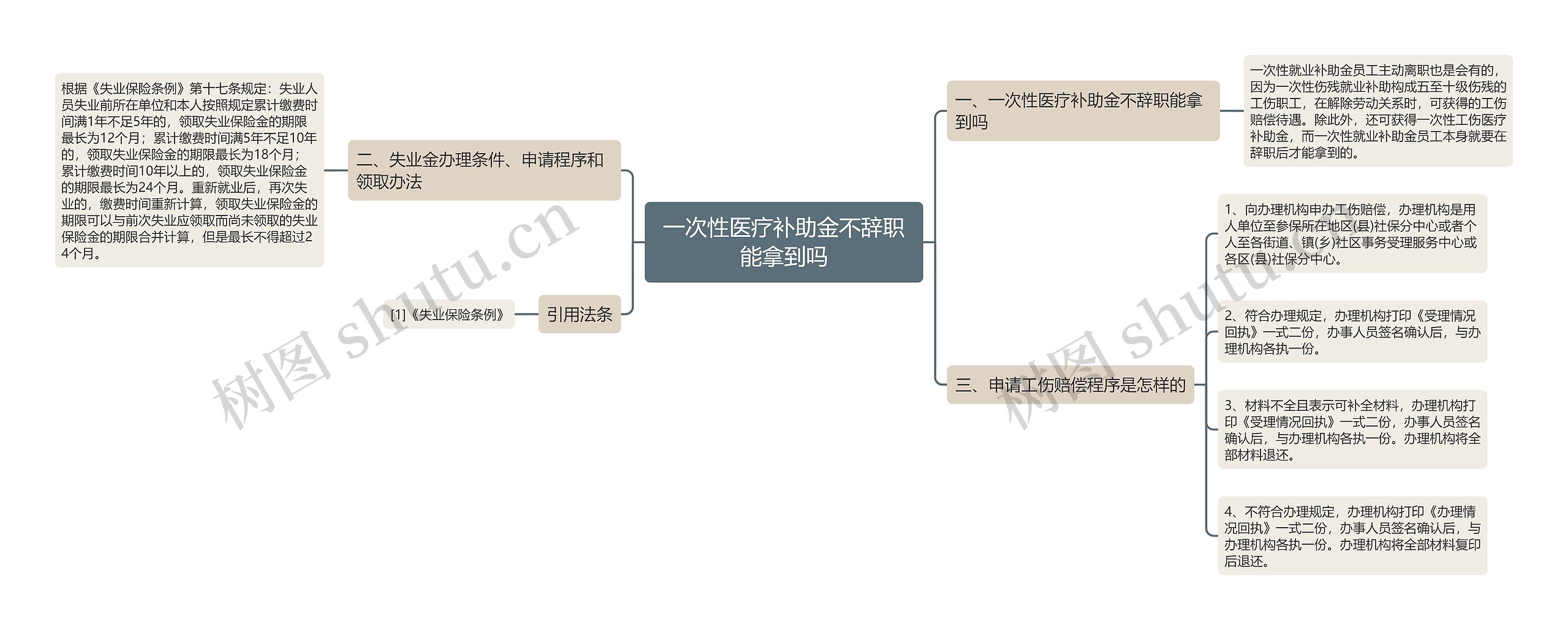 一次性医疗补助金不辞职能拿到吗思维导图