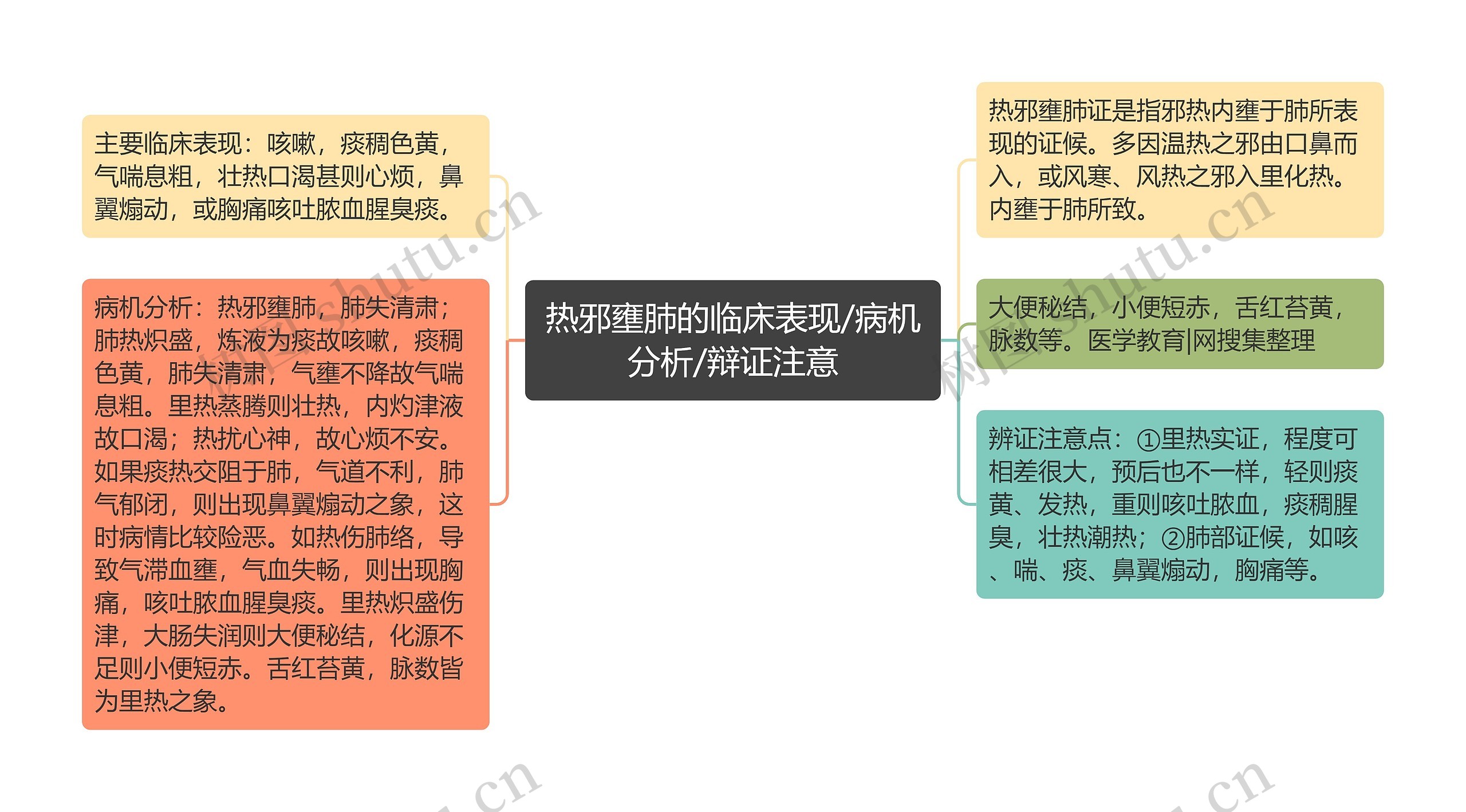 热邪壅肺的临床表现/病机分析/辩证注意思维导图