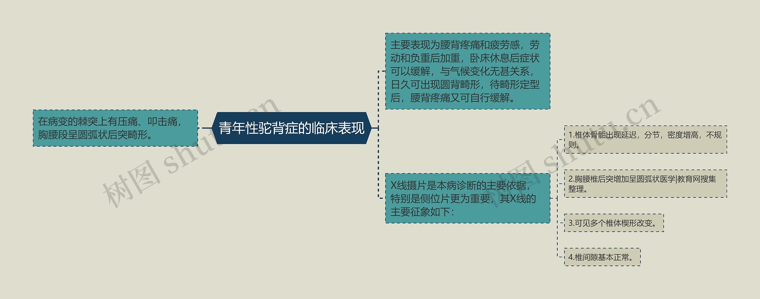 青年性驼背症的临床表现思维导图