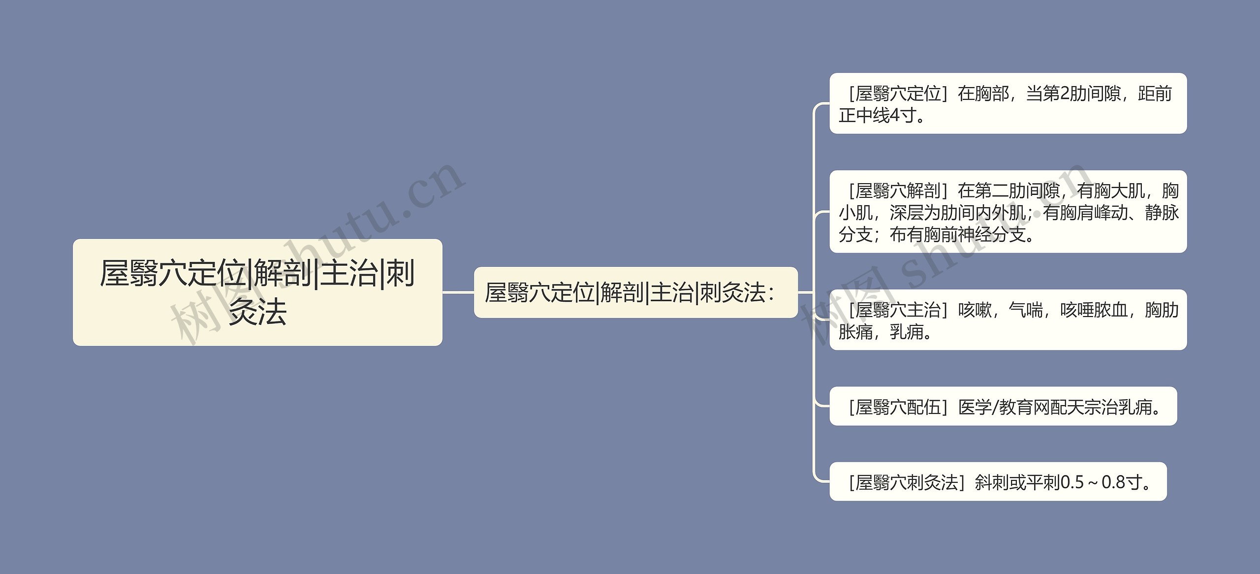 屋翳穴定位|解剖|主治|刺灸法思维导图