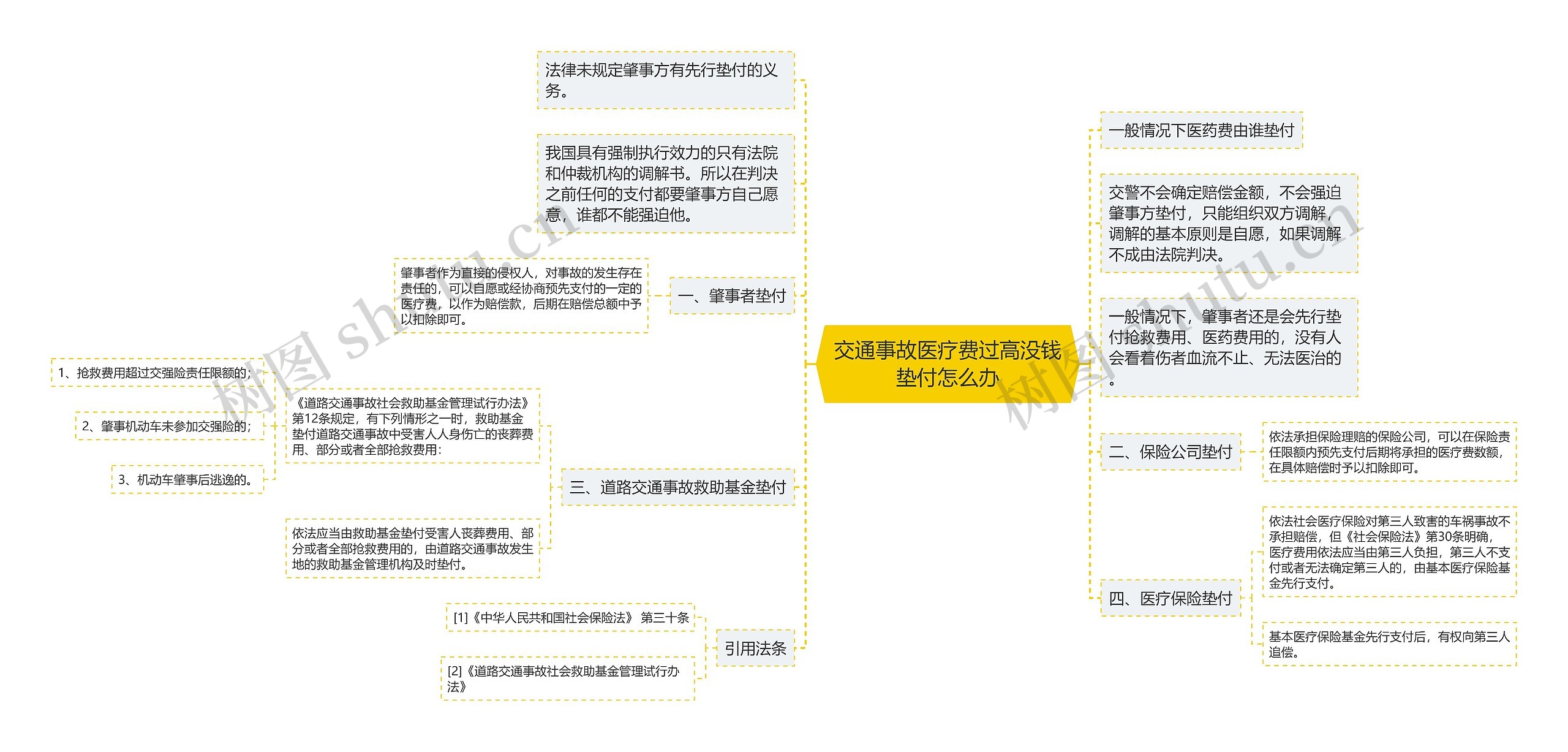 交通事故医疗费过高没钱垫付怎么办思维导图