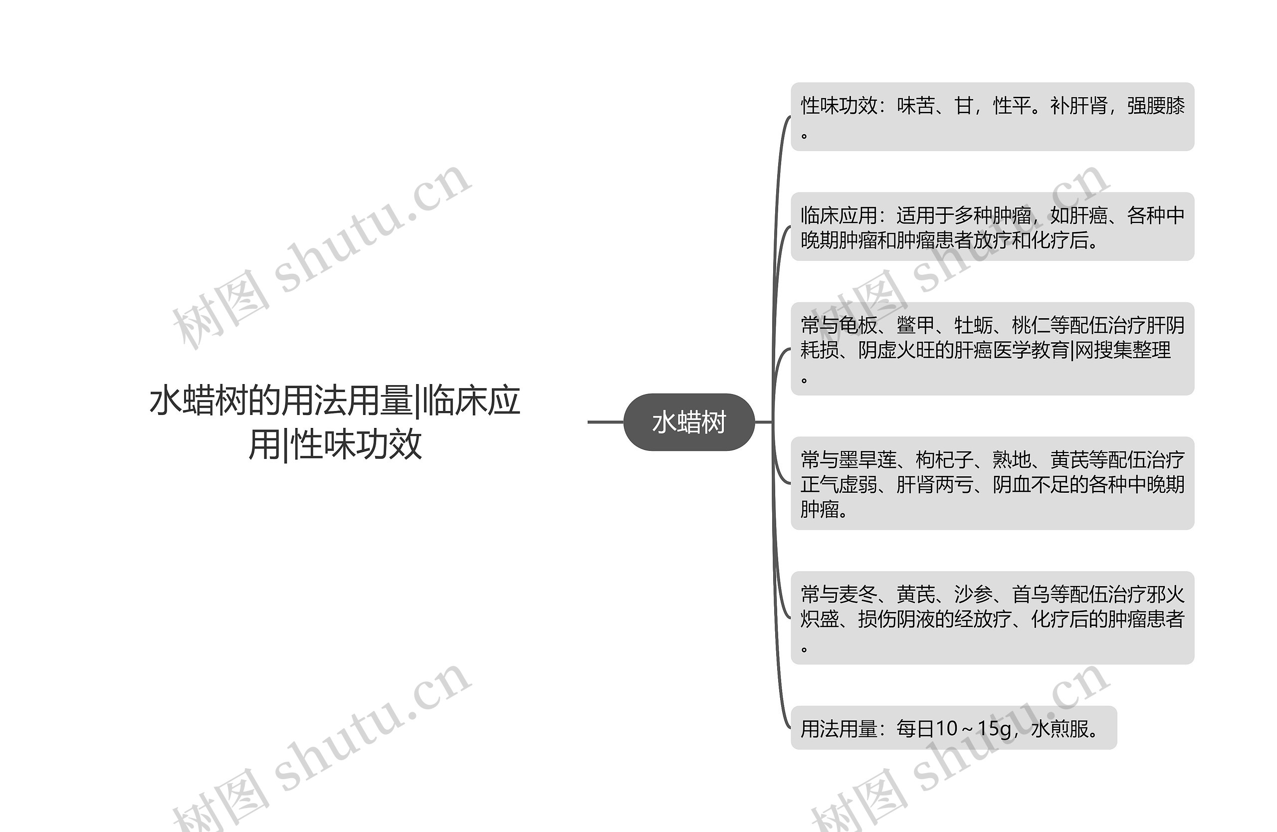 水蜡树的用法用量|临床应用|性味功效思维导图