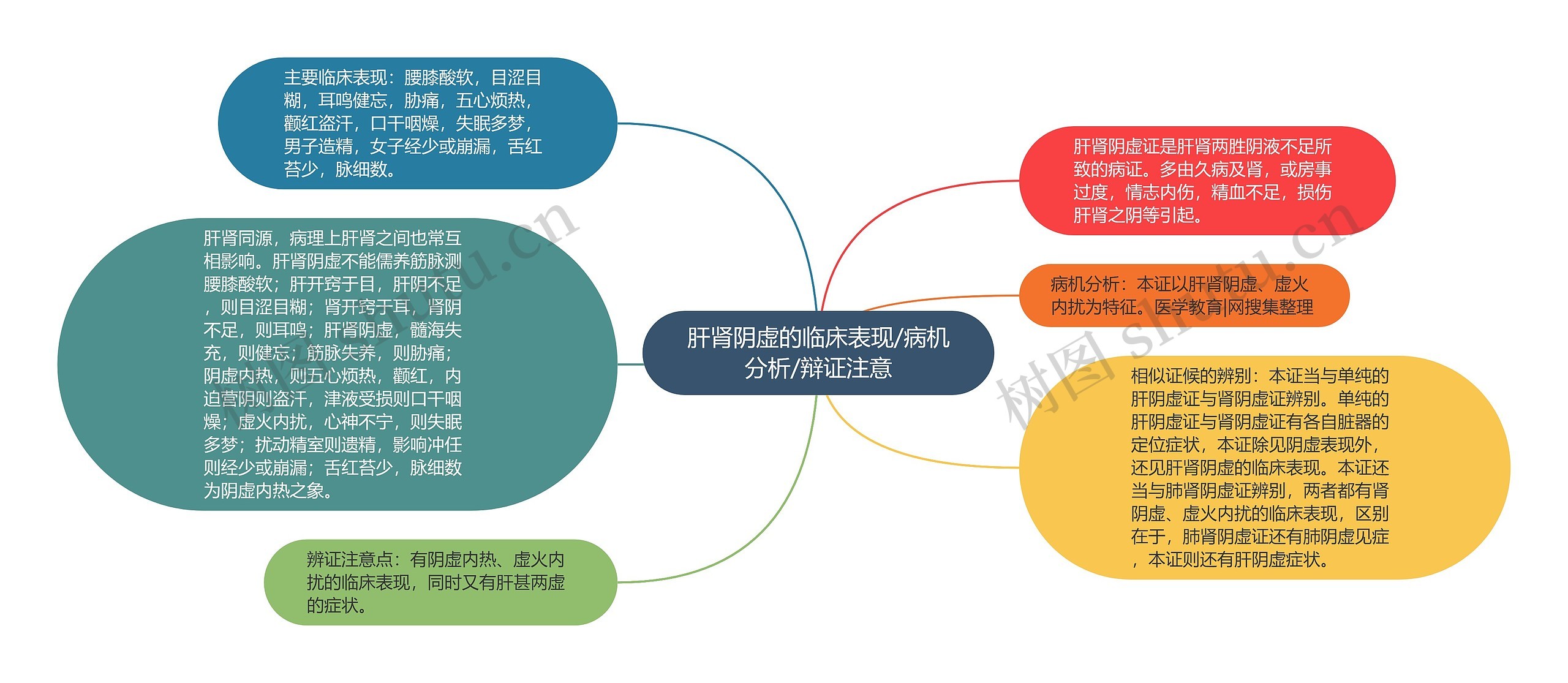 肝肾阴虚的临床表现/病机分析/辩证注意思维导图