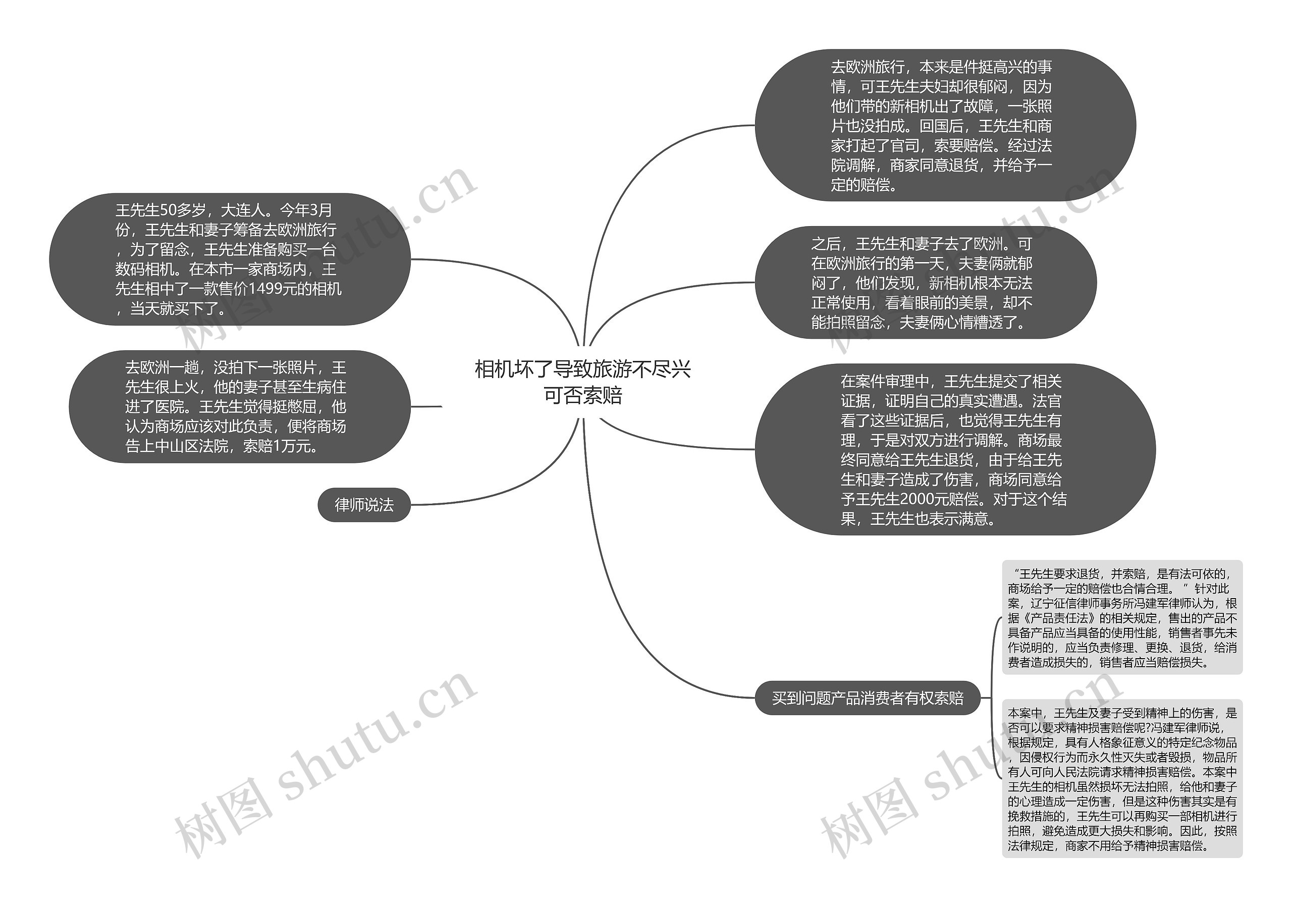 相机坏了导致旅游不尽兴可否索赔思维导图