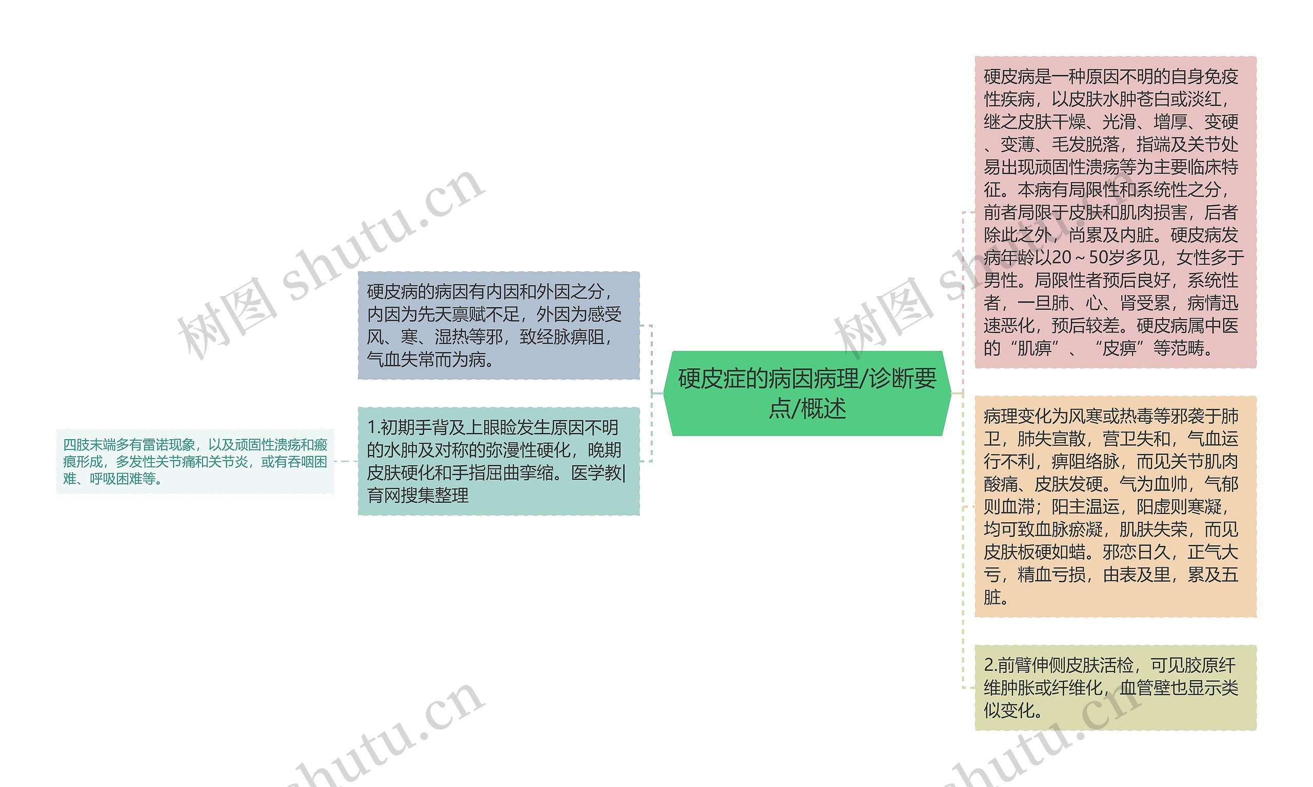 硬皮症的病因病理/诊断要点/概述思维导图