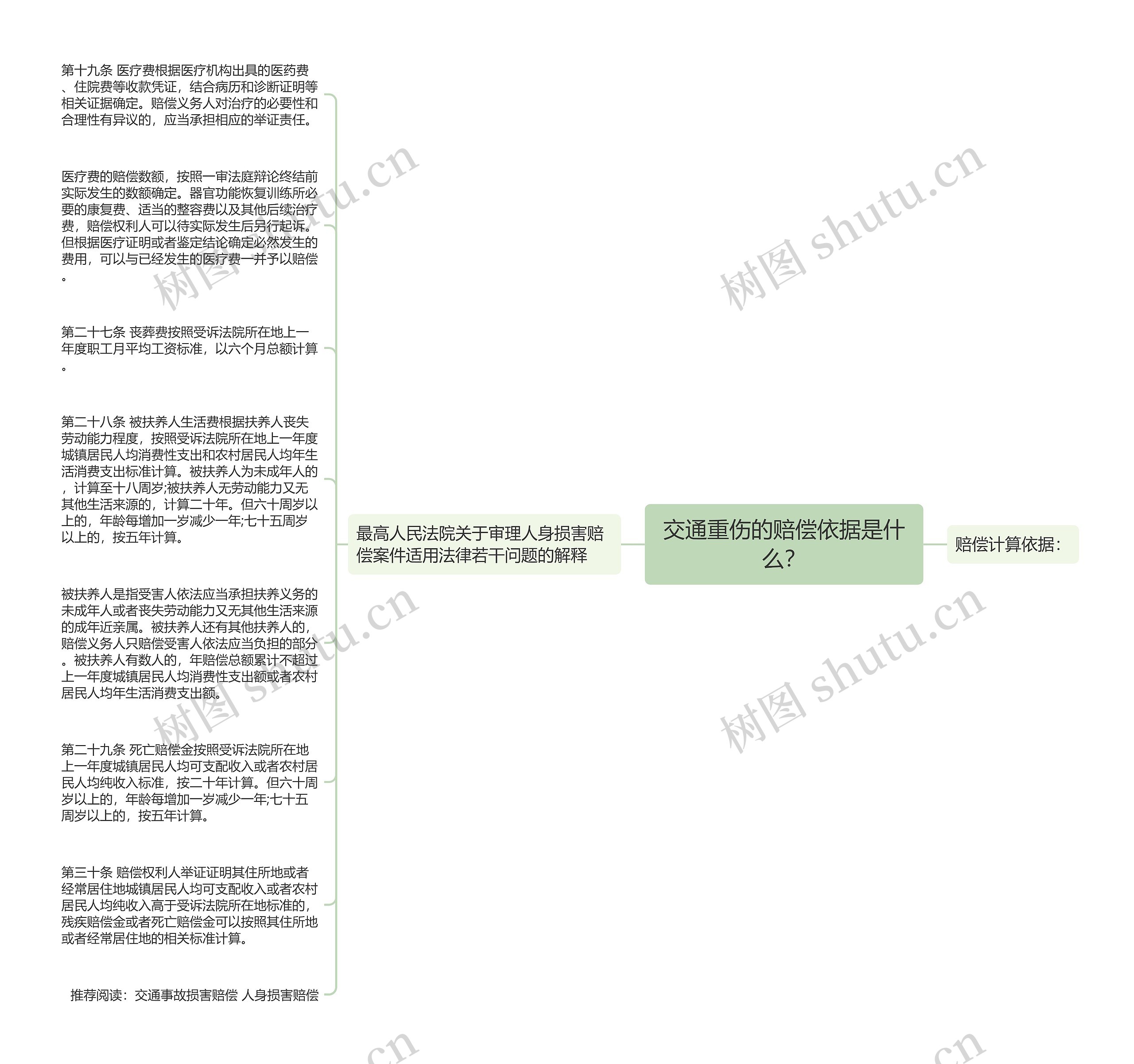 交通重伤的赔偿依据是什么？思维导图