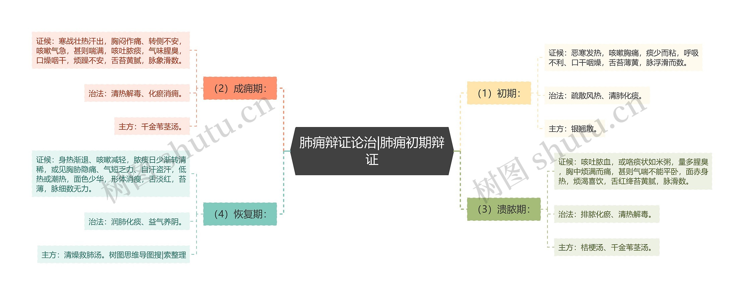 肺痈辩证论治|肺痈初期辩证思维导图