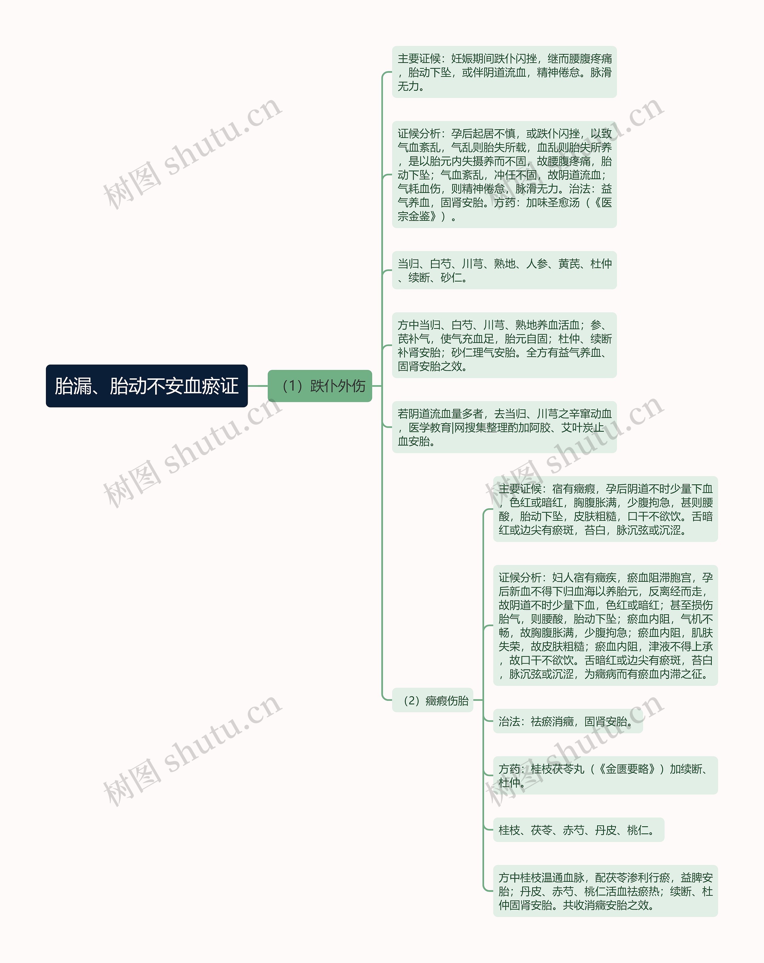 胎漏、胎动不安血瘀证思维导图