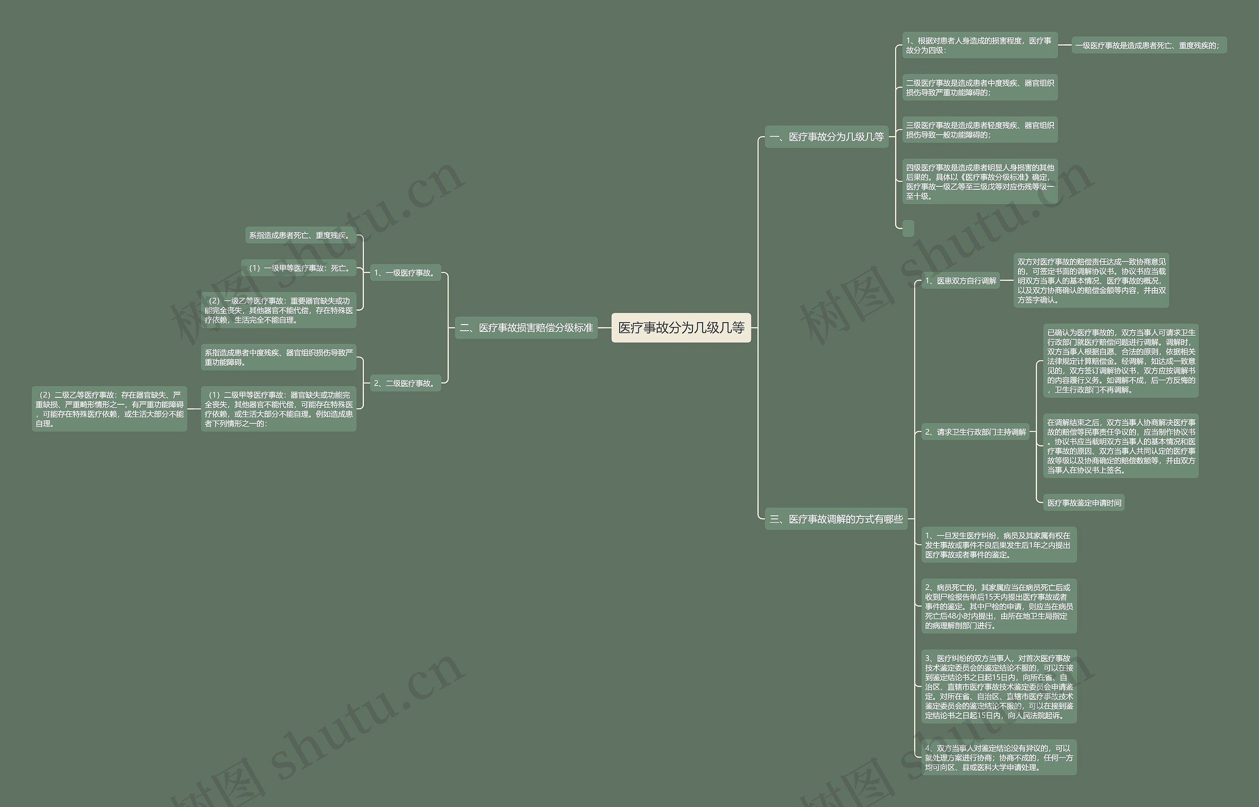 医疗事故分为几级几等思维导图