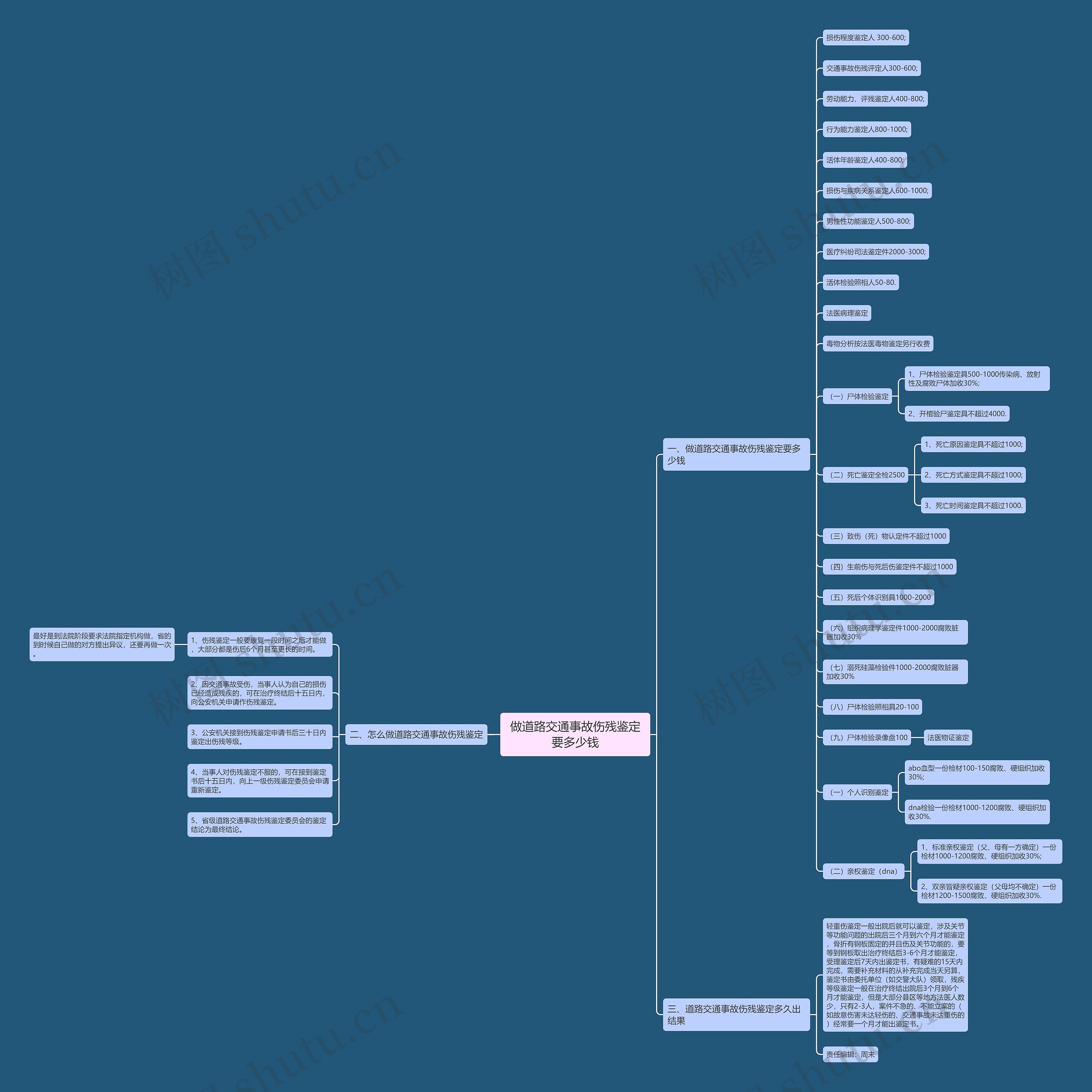 做道路交通事故伤残鉴定要多少钱思维导图